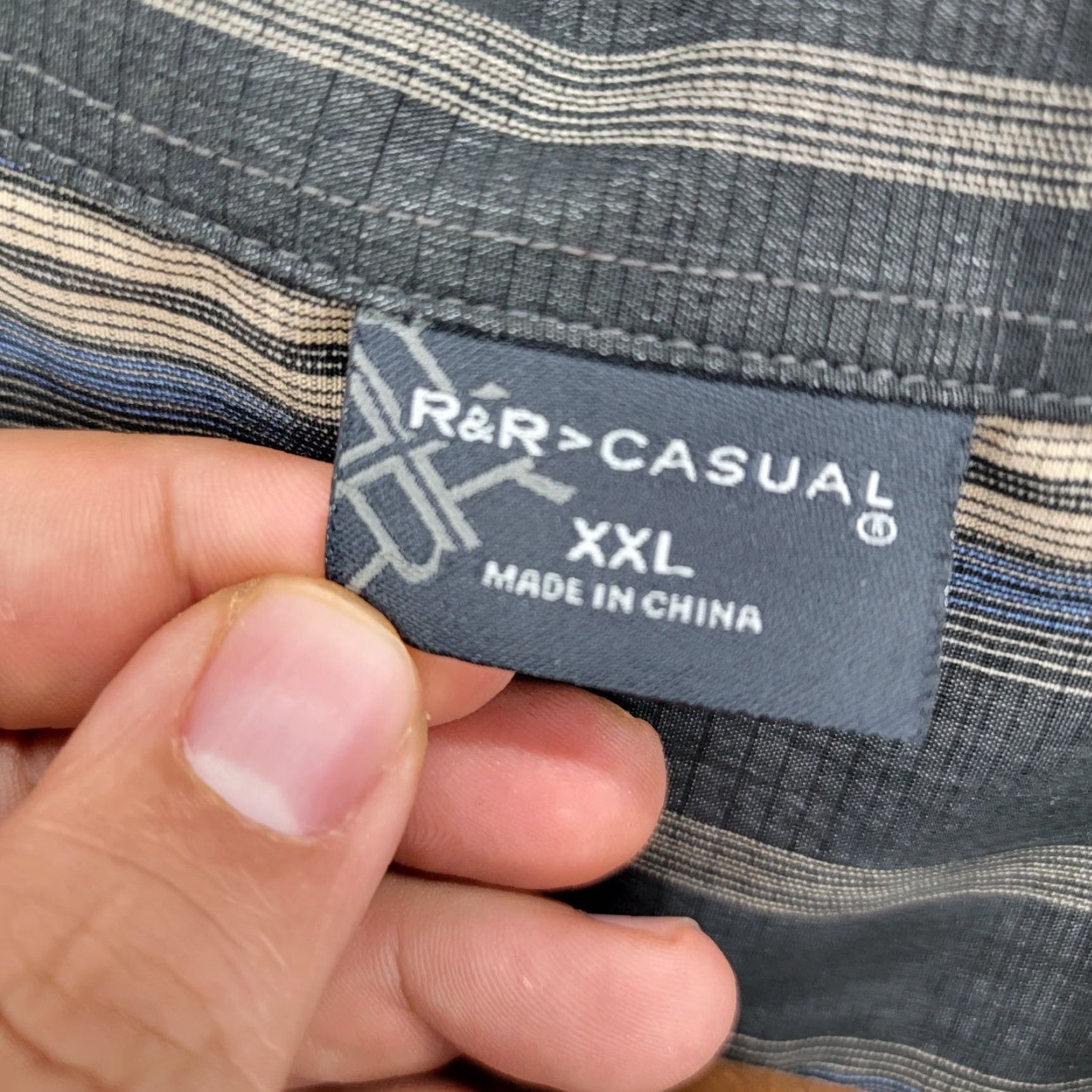 Vintage R&R Casuals Shirt Men's 2XL XXL Button-Up Plaid Polyester Gray Blue Beige Classic Summer Casual Formal Womens Mens Boys Girls Size US XXL / EU 58 / 5 - 3 Thumbnail
