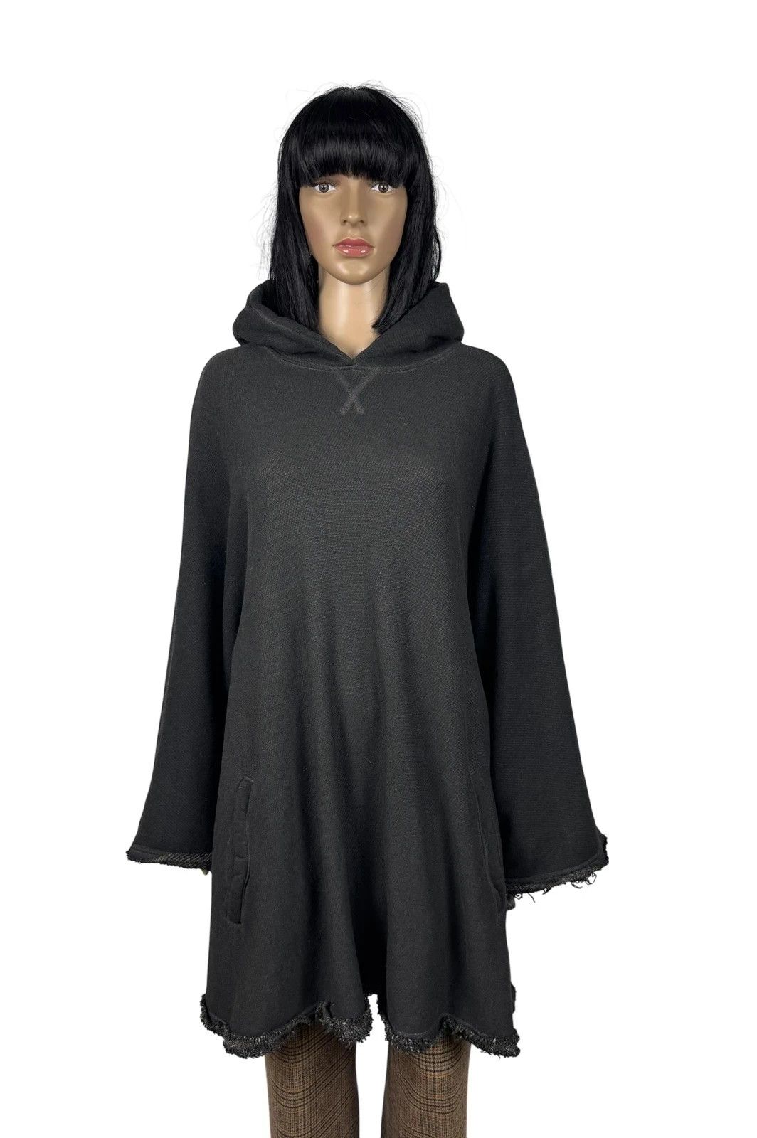 hannes roether Hannes Roether Poncho Hooded Cotton Garment Dyed One Size Size ONE SIZE - 1 Thumbnail