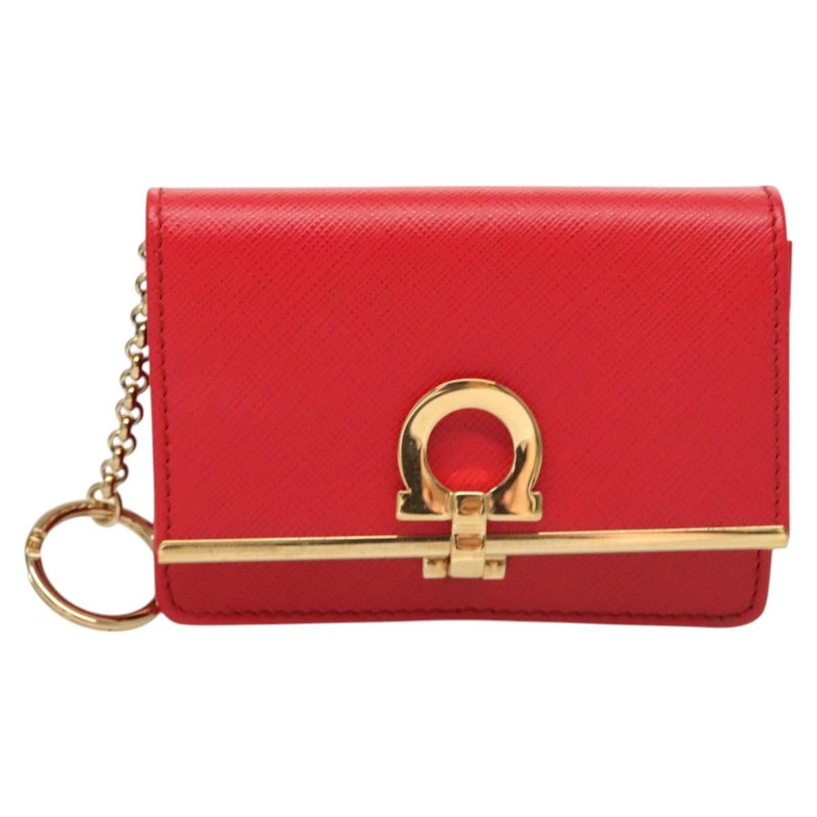 Salvatore Ferragamo Red Leather Gancini