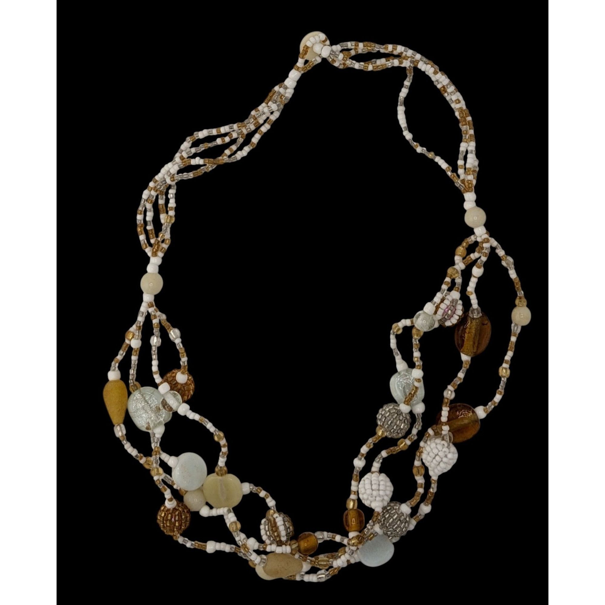Handmade Handmade Vintage Earth Tone Beaded Multi-Strand Necklace Size ONE SIZE - 2 Thumbnail