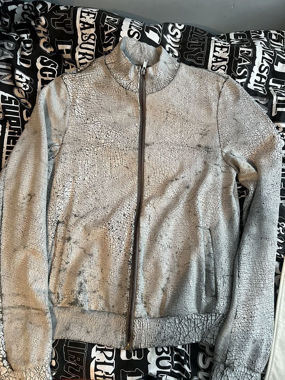 Rick Owens Rick Owens paint crack bomber Size US XXL / EU 58 / 5 - 1 Thumbnail