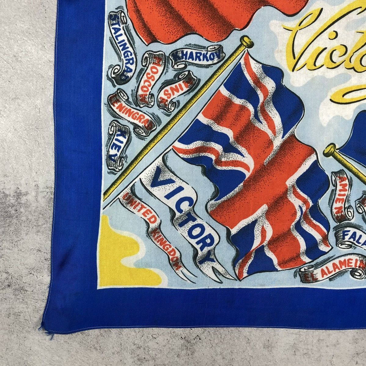 Vintage 1945 WWII Kiev Moscow USSR US UK France Victory Scarf Size ONE SIZE - 8 Thumbnail