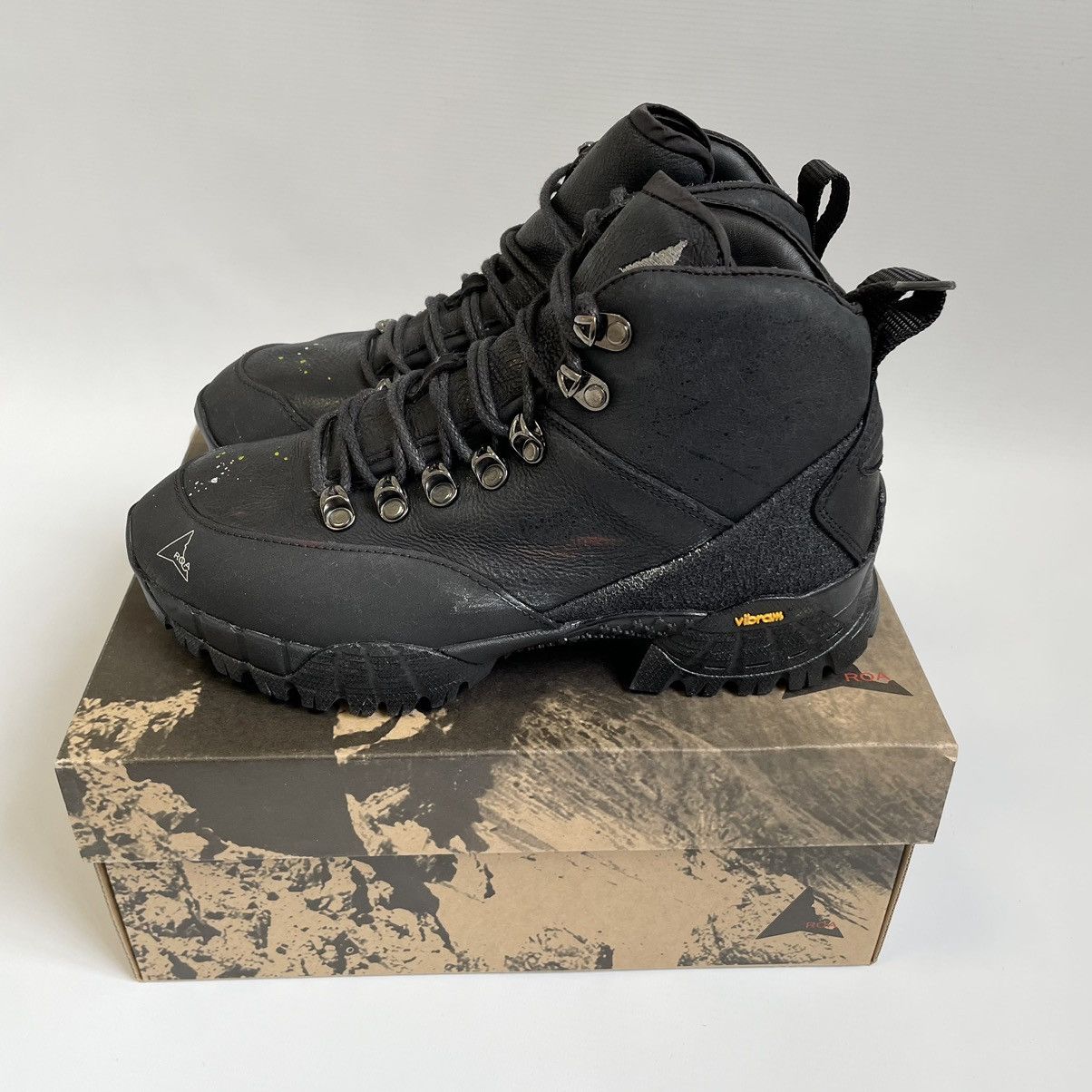 ROA Black Leather ‘Paint Splat’ Andreas Boots Size US 7 / IT 37 - 17 Thumbnail