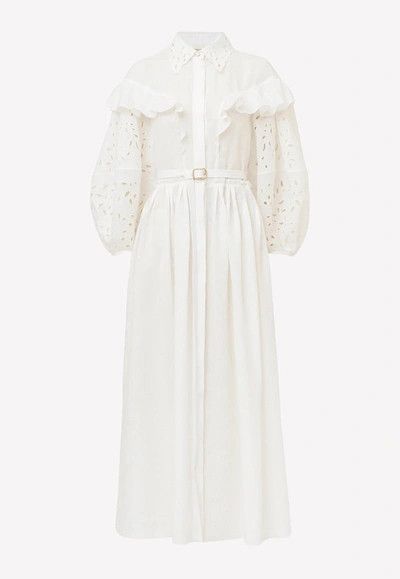 Chloe o1loc1c10425 Baloon-Sleeve Dress in White Size L / US 10 / IT 46 - 1 Thumbnail