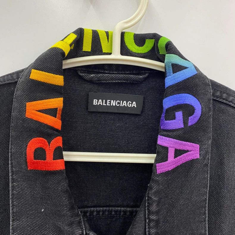 Balenciaga Balenciaga Colorful Embroidered Logo Denim Jacket Size US M / EU 48-50 / 2 - 3 Thumbnail