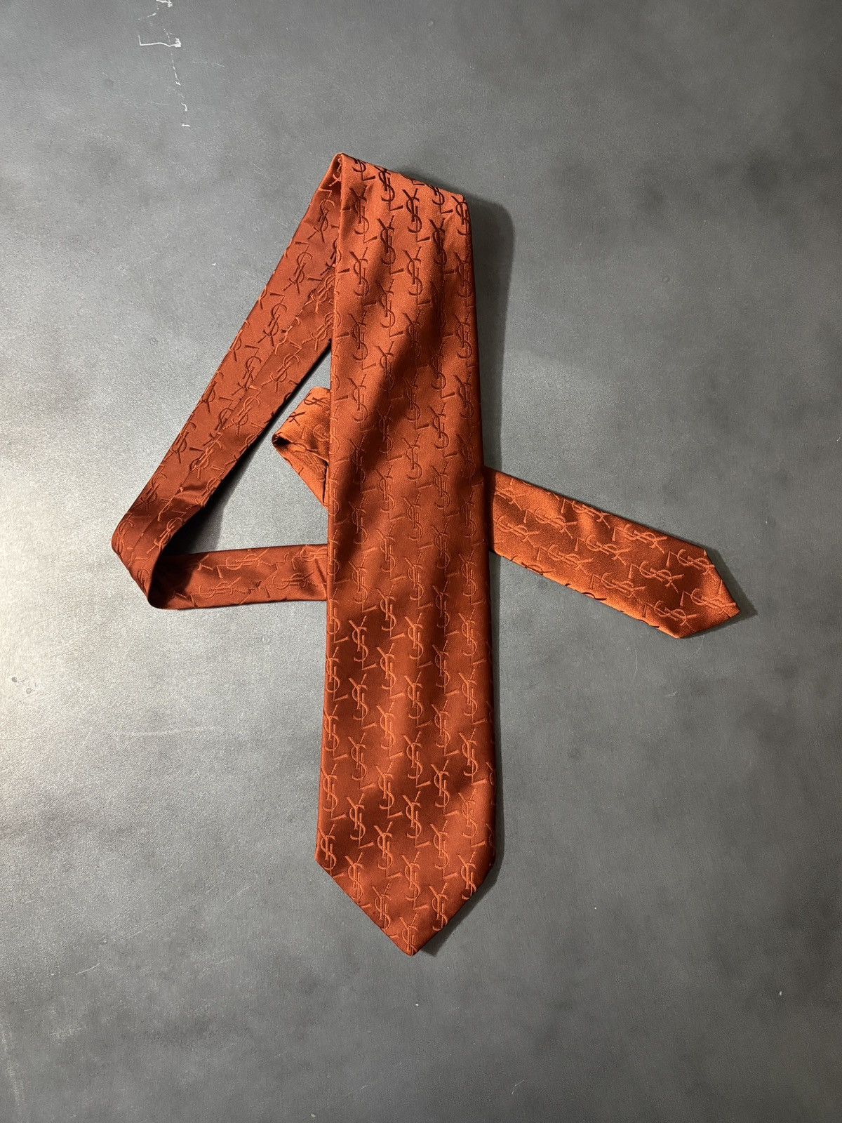 Yves Saint Laurent Vintage YSL Monogram Tie Necktie 1970s Yves Saint Laurent Size ONE SIZE - 1 Thumbnail