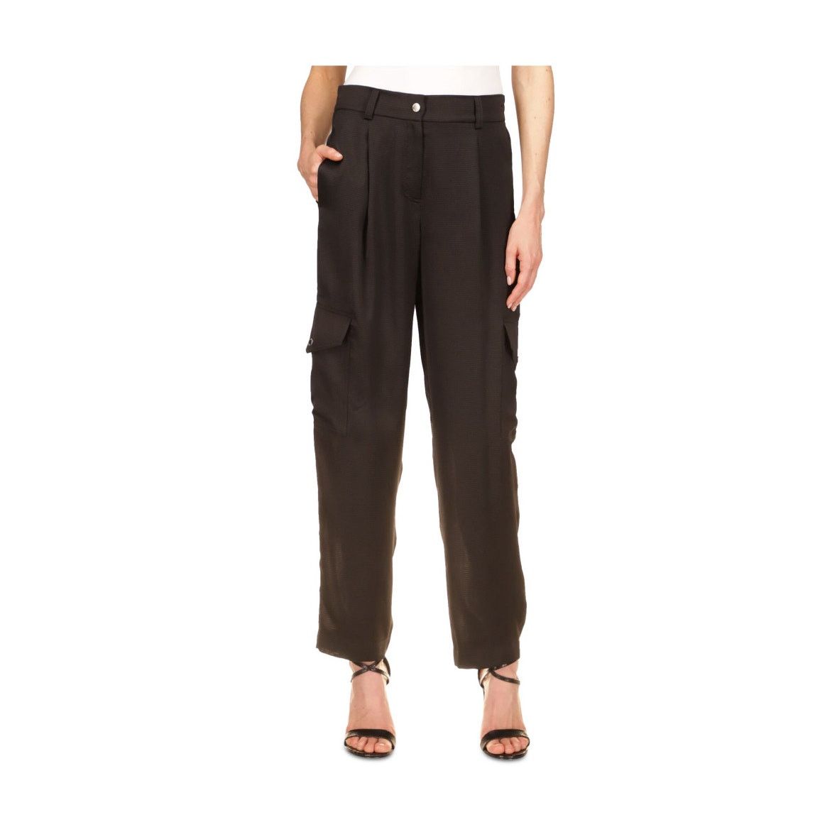 Michael Kors Michael Kors Womens Black Textured Pleated Cargo Pants 10NWT Size 32" / US 10 / IT 46 - 1 Thumbnail