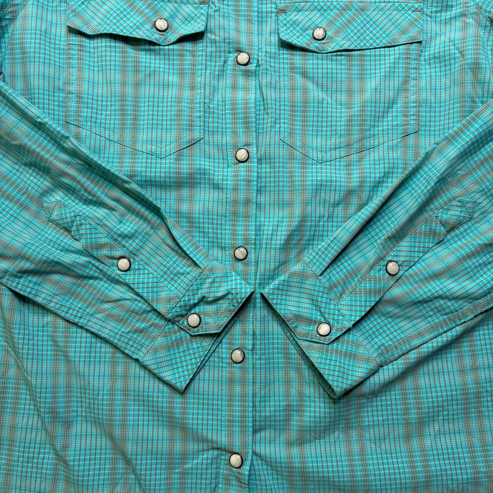 Stio Stio Button Up Shirt Women’s Medium Turquoise Plaid Size M / US 6-8 / IT 42-44 - 4 Thumbnail