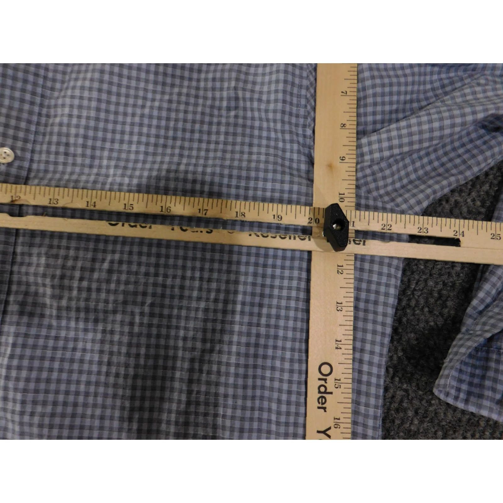 Theory Theory Shirt Mens XL Blue Gray Gingham Check Button Down Long Sleeve Cotton Size US XL / EU 56 / 4 - 7 Thumbnail