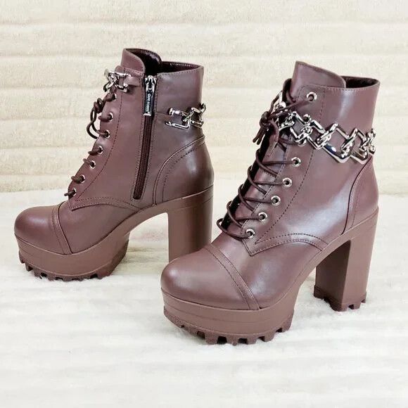 Other Flex Chunky Block Heel Light Weight Ankle Boots Square Chain Size US 7 / IT 37 - 5 Thumbnail
