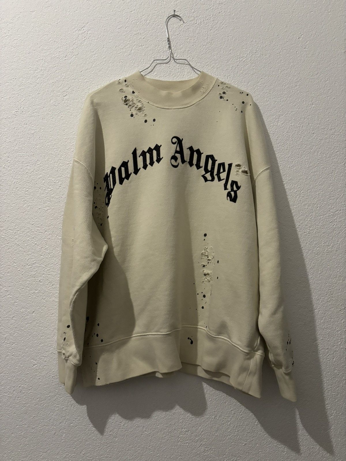 image of Palm Angels Arch Script VVS in Cream, Men's (Size Medium)