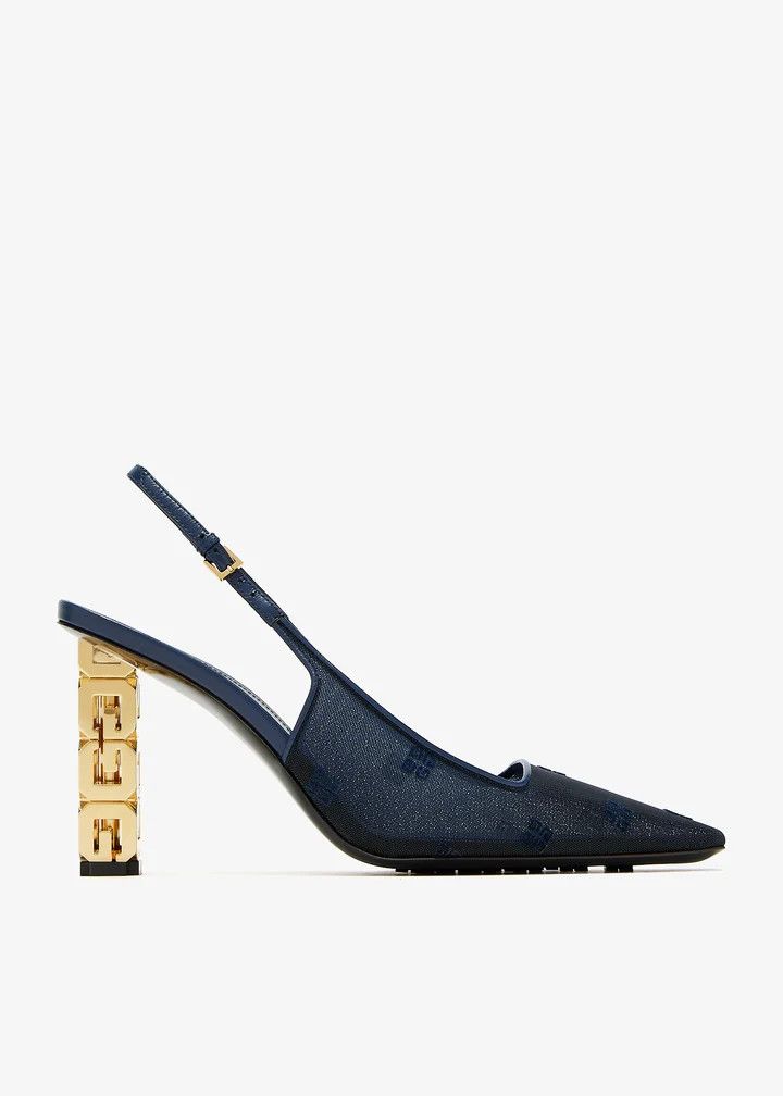 Givenchy o1w1db10326 G Cube Slingback 85mm Pumps in Navy Size US 12 / IT 42 - 1 Thumbnail