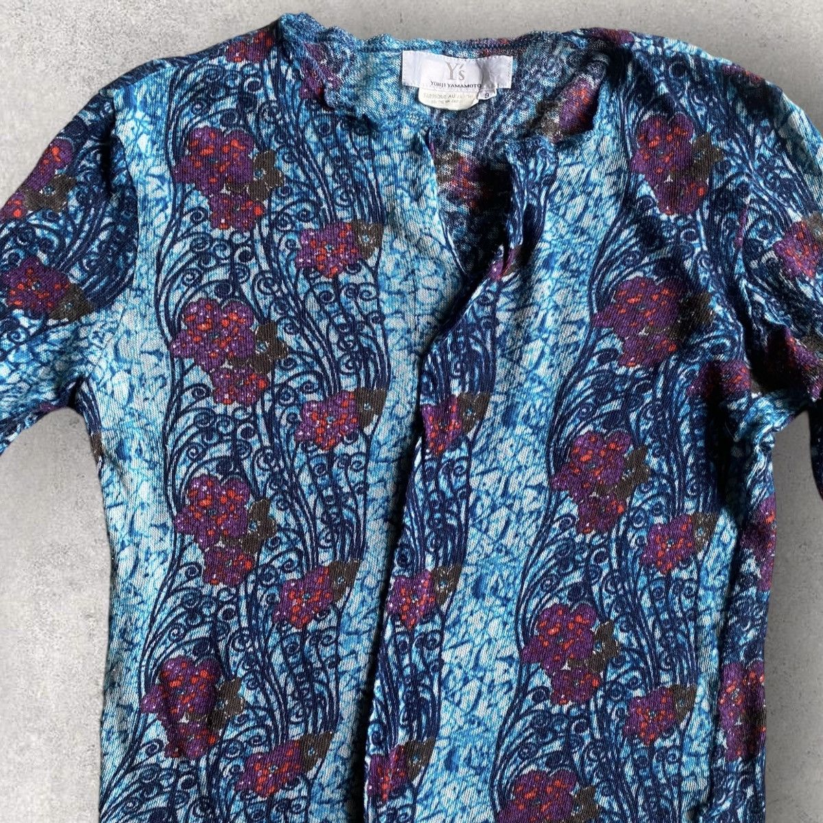 Yohji Yamamoto Y’s Cut And Sew Blue Paisley L/S Size L / US 10 / IT 46 - 2 Thumbnail