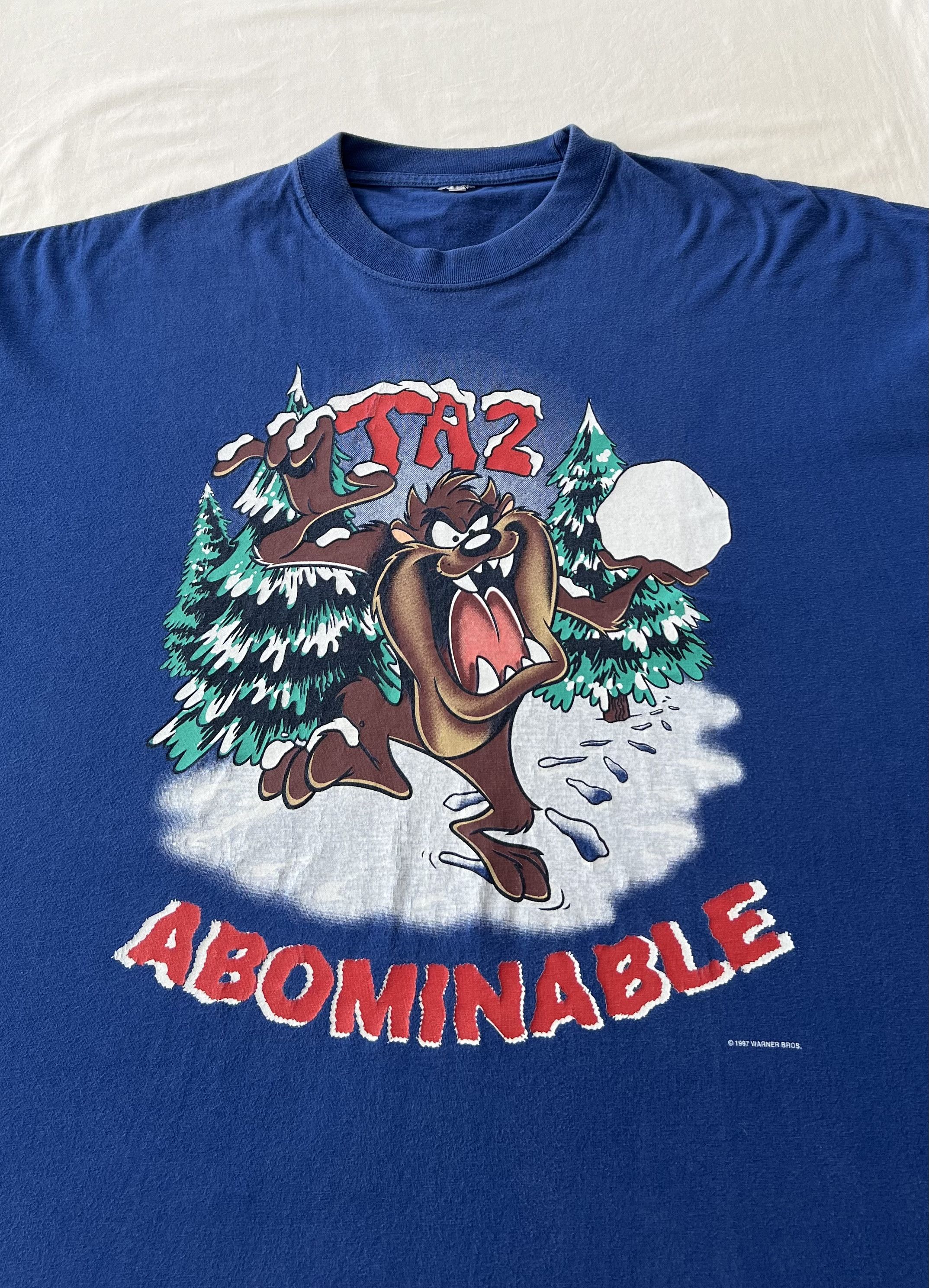 Cartoon Network Vintage 1997 Taz Tazmanian Devil Warner Bros Christmas Snow Size US XL / EU 56 / 4 - 3 Thumbnail