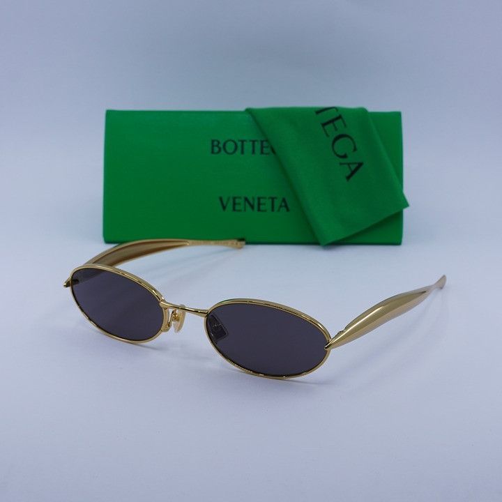 Bottega Veneta Bottega Veneta BV1386S 001 Sunglasses Gold Oval Frame, Grey Size ONE SIZE - 12 Thumbnail