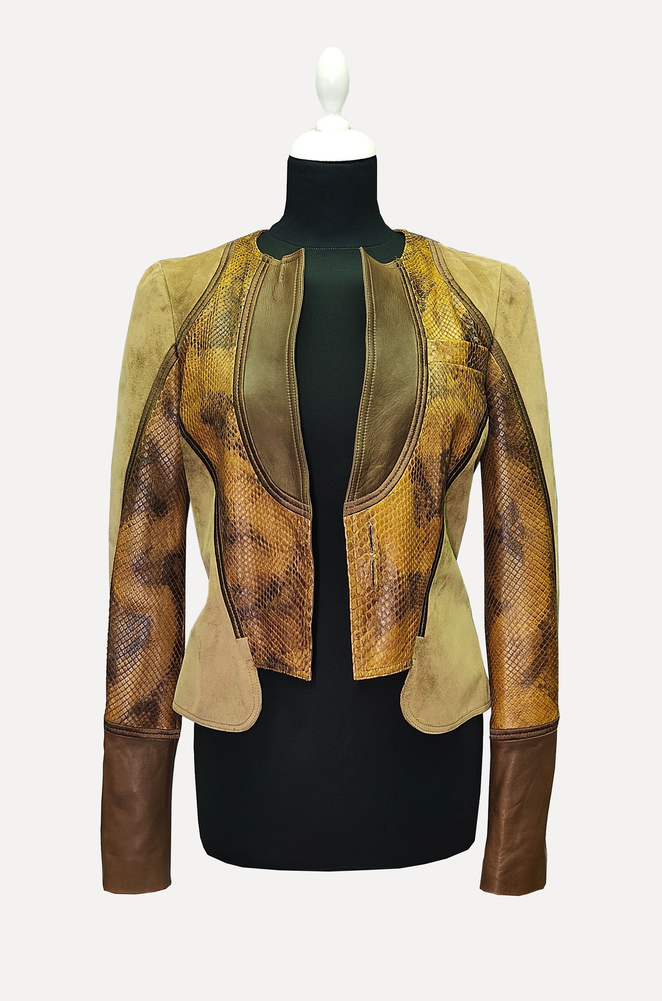 Gucci Gucci _ Italy_ Tom Ford Era_ Suede x Python _ Leather Jacket Size S / US 4 / IT 40 - 3 Thumbnail