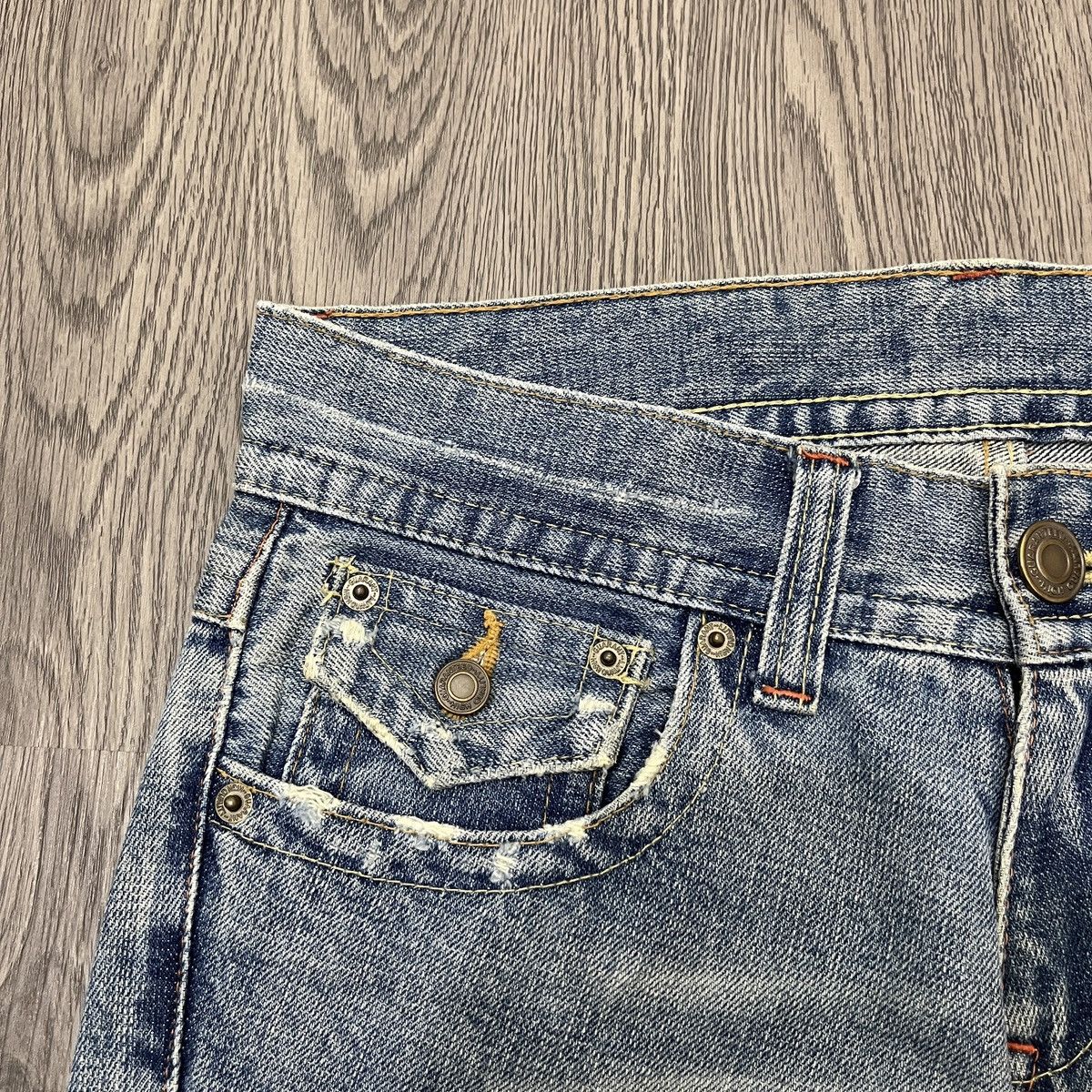 Japanese Brand Unknow - Flared Non-Alignmend Faded Denim ifsix Lgb Style Size US 29 - 6 Thumbnail
