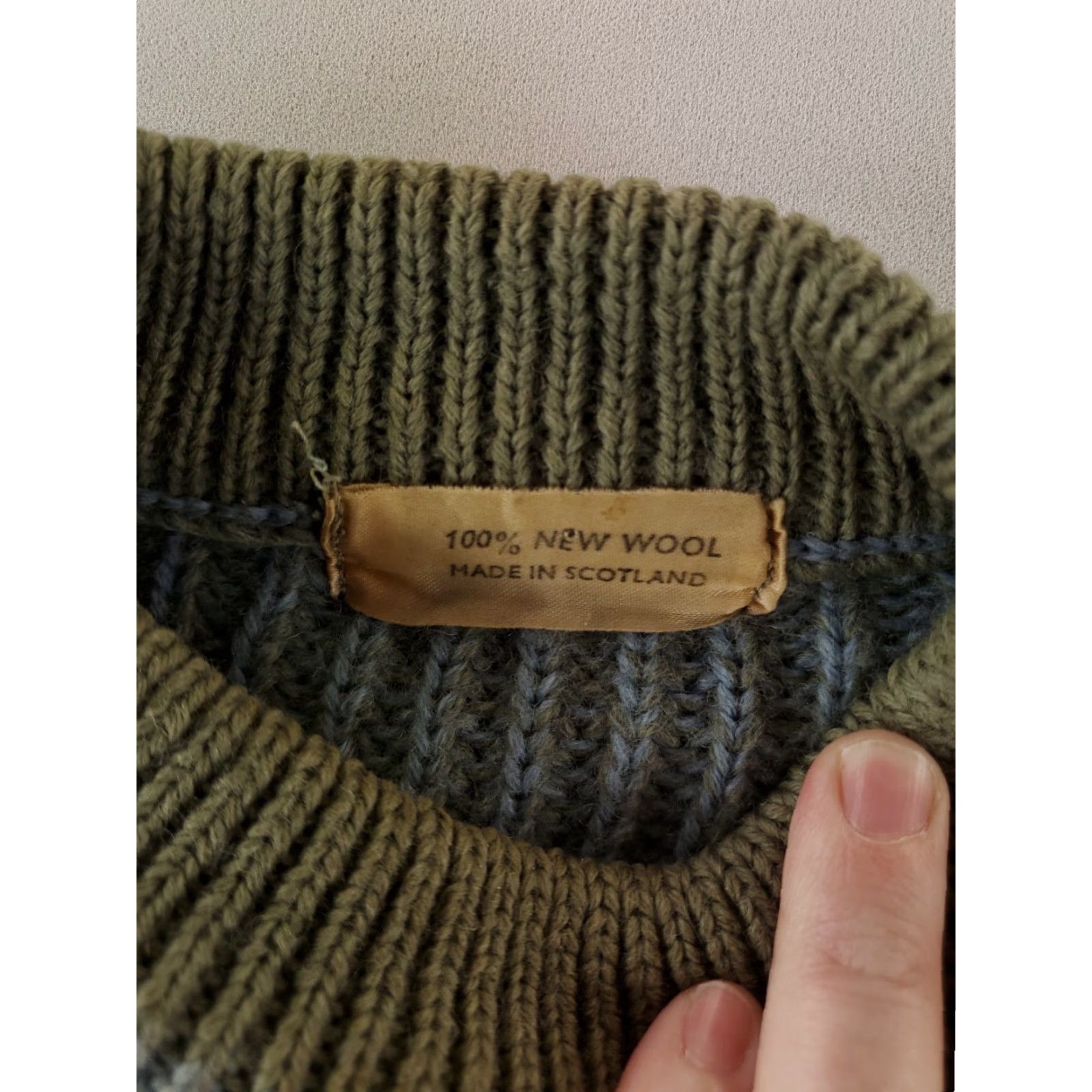 Vintage VINTAGE VTG Sweater Scotland 100% Wool 50s 60s Blue Green Ribbed Stockinette Mens L Blue Stockinette Pullover Men Size US L / EU 52-54 / 3 - 3 Thumbnail