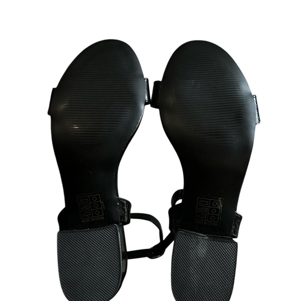 Designer Brand new Black Croc-Embossed Block Heel Sandals Size US 8 / IT 38 - 5 Thumbnail