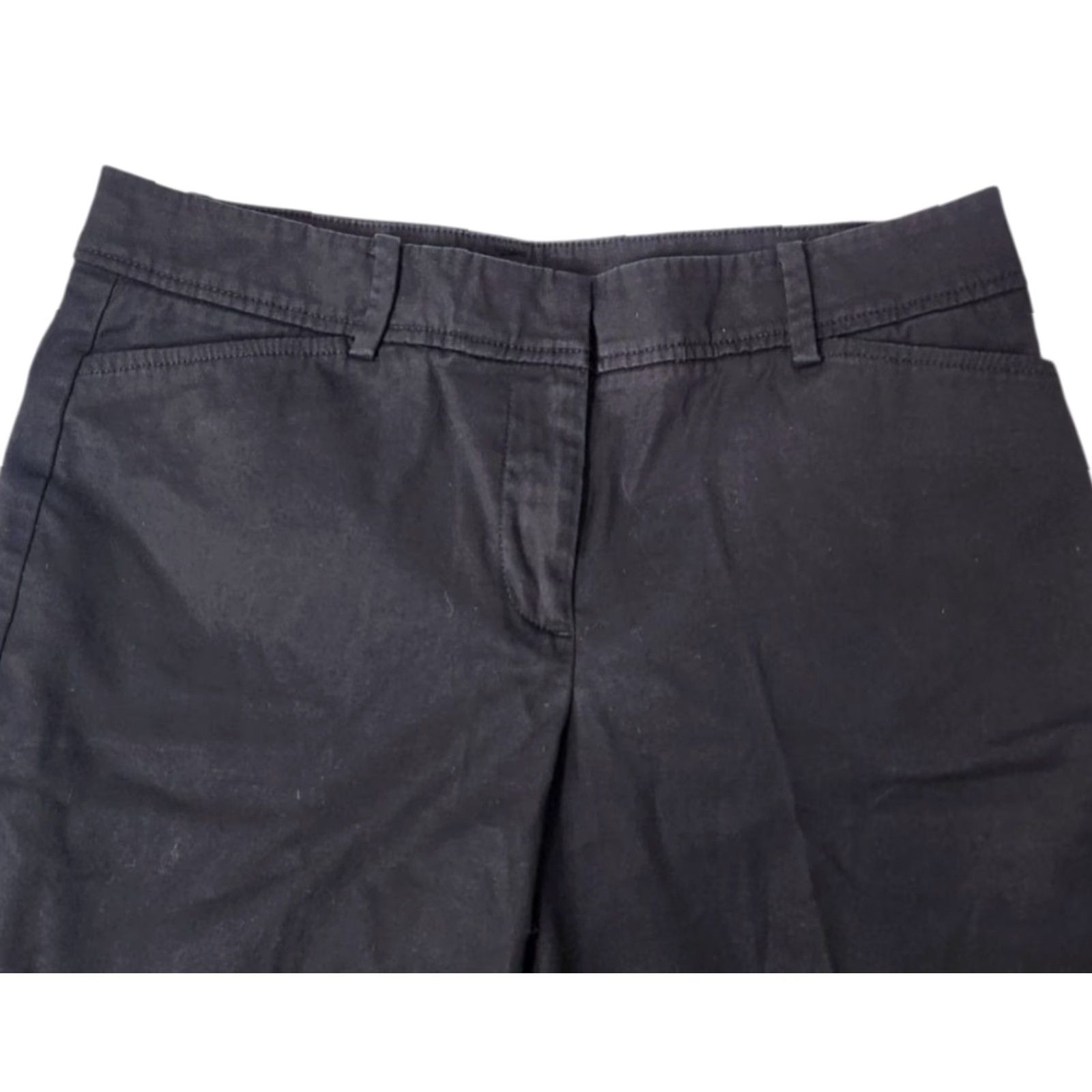 Talbots Talbots Womens 6P Petite Black Flat Front Cotton Chino Shorts Belted Pockets Size 28" / US 6 / IT 42 - 3 Thumbnail