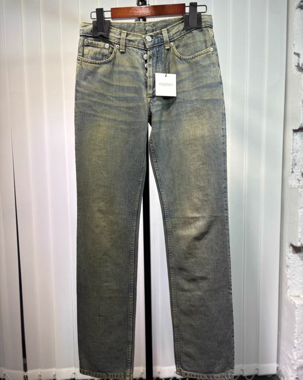 HELMUT LANG Sewn jeans with mud and water to look old