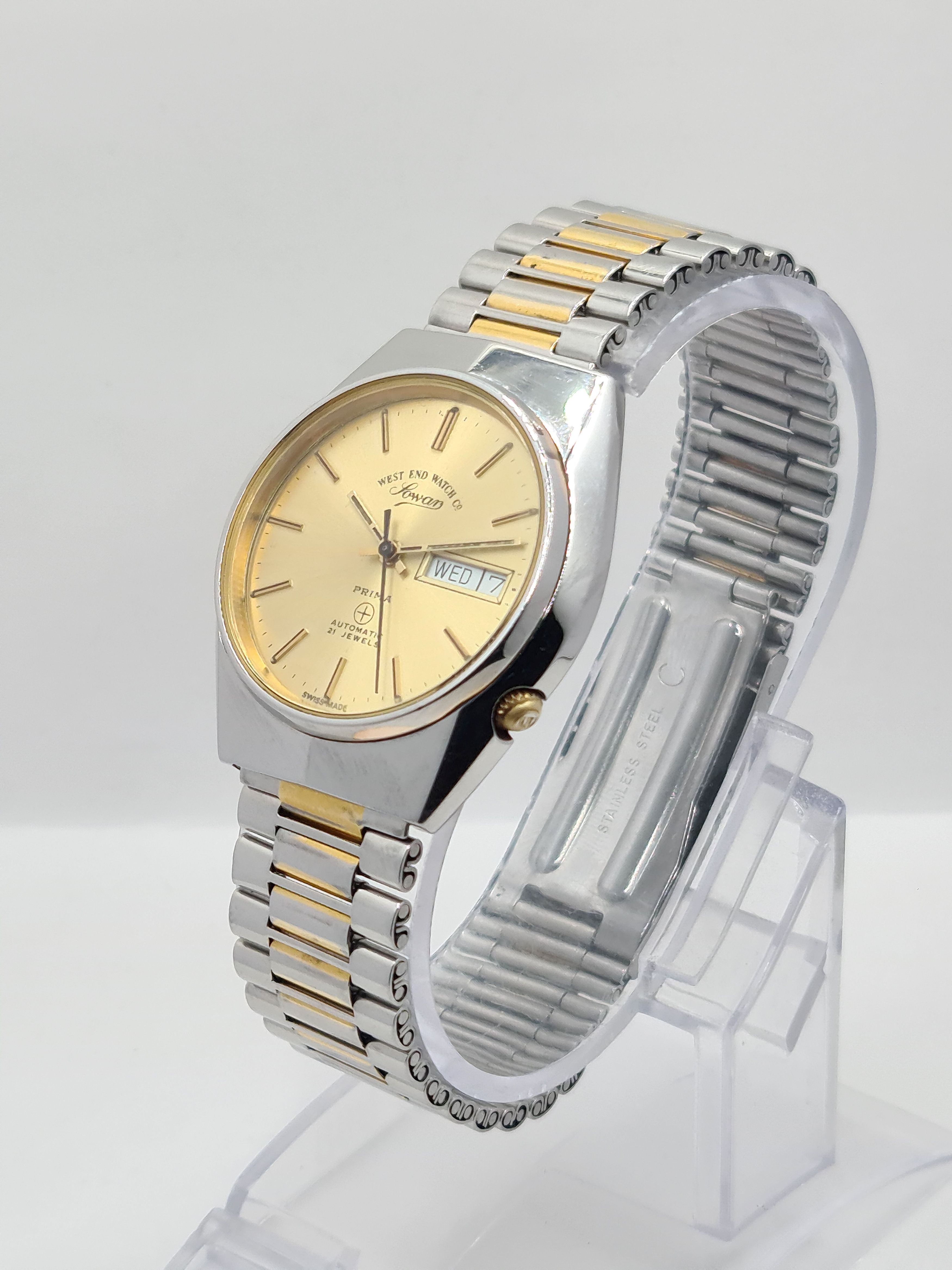 Vintage West End Sowar Prima Auto 21J Swiss Watch Gold Two-Tone Size 36 - 1 Thumbnail