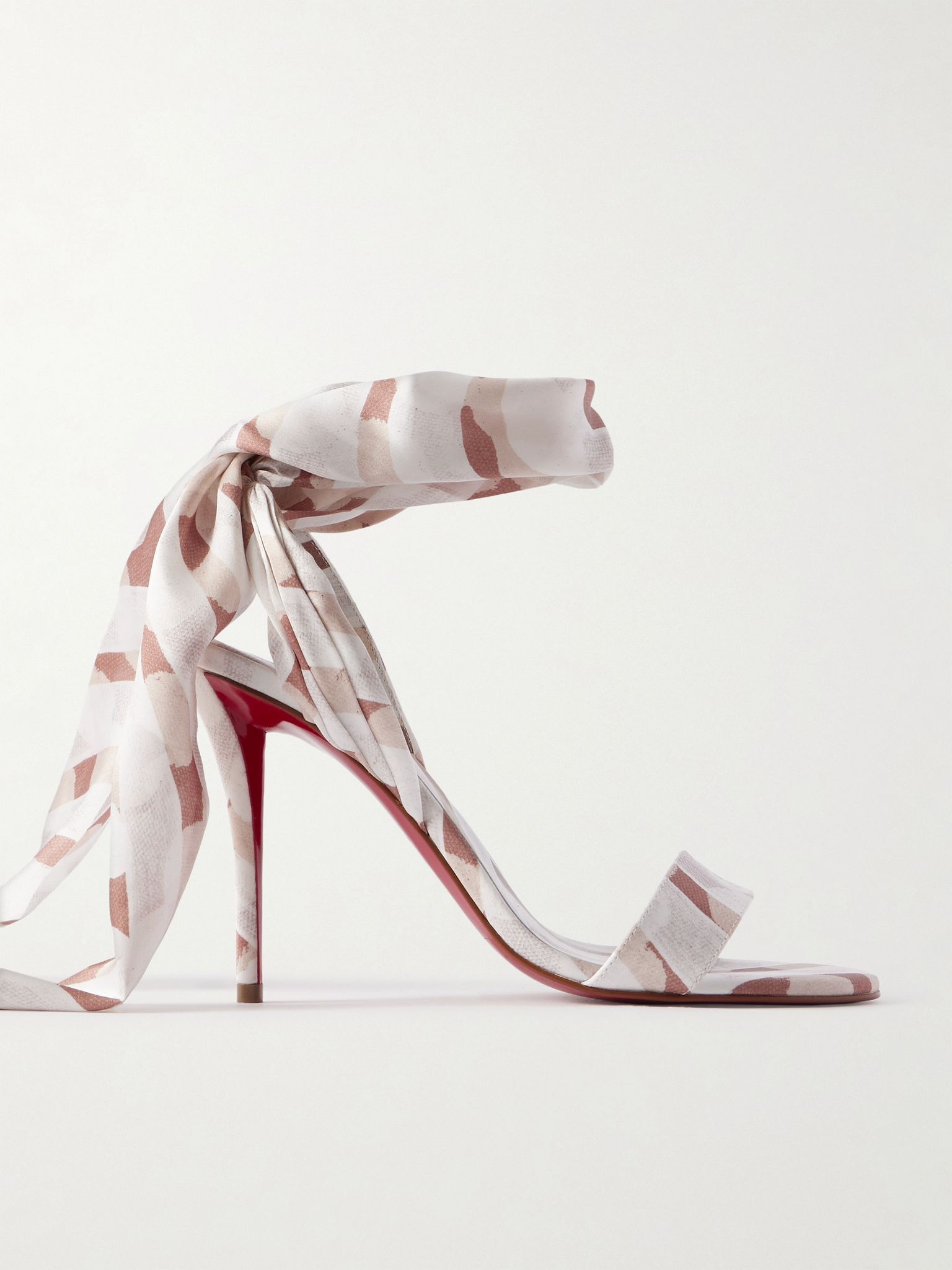 Christian Louboutin os11x0126 Miss Z 100 Printed Satin Sandals in Multicolor Size US 11 / IT 41 - 1 Thumbnail