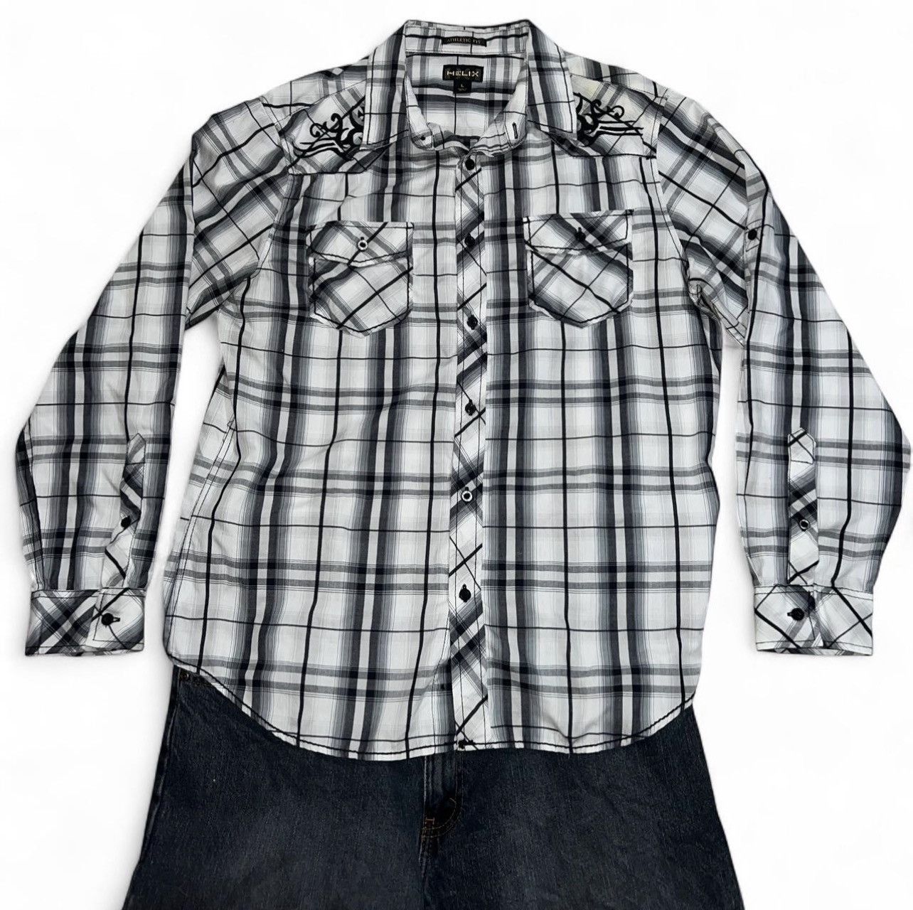 Helix Helix white and black plaid button-up shirt Size US L / EU 52-54 / 3 - 1 Thumbnail