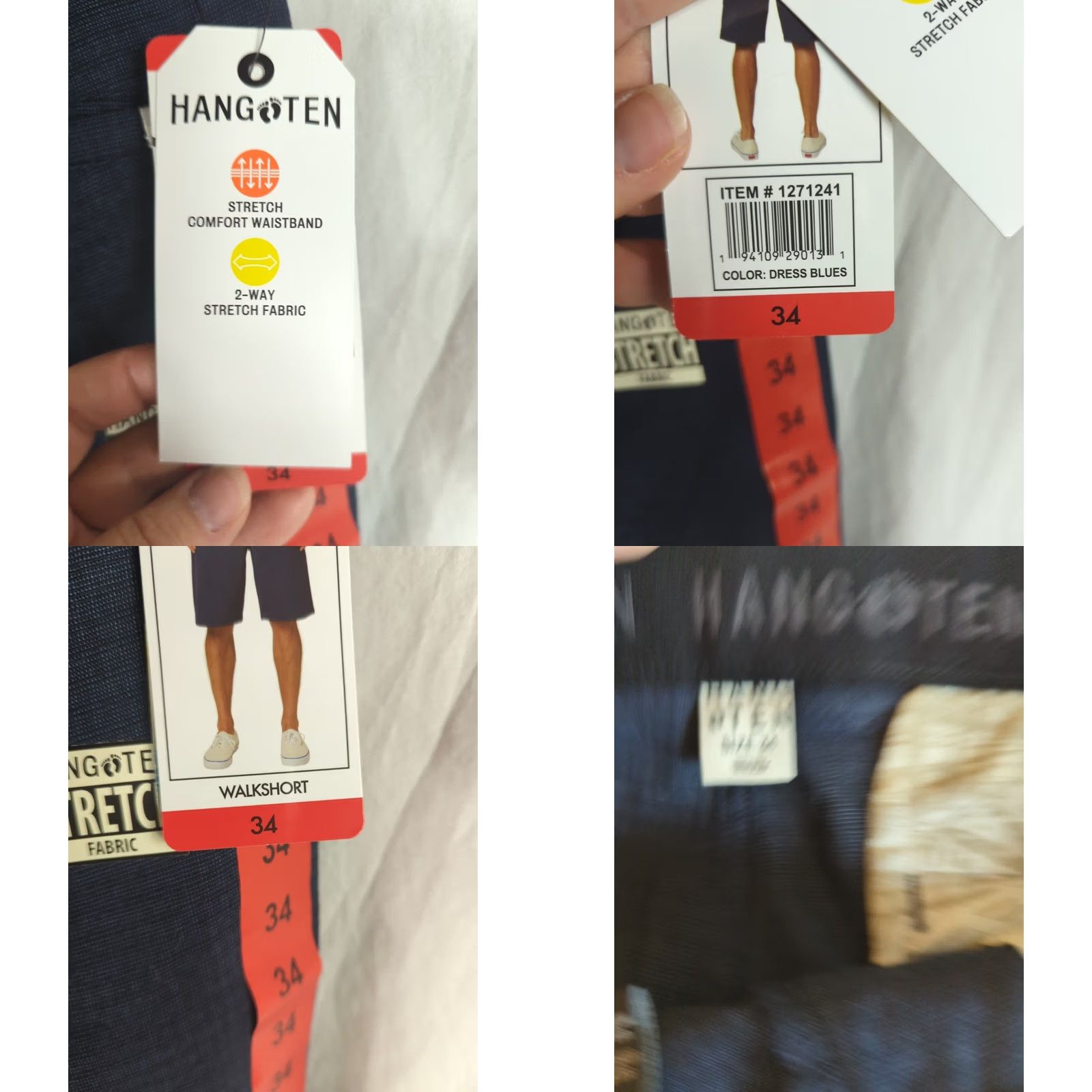 Hang Ten Hang Ten Mens Walk Shorts Regular 34 Dark Blue Stretch Polyester NWT Nautical Striped Lightweight Zip Pocket Casual Shorts Boys? Size US 34 / EU 50 - 8 Thumbnail