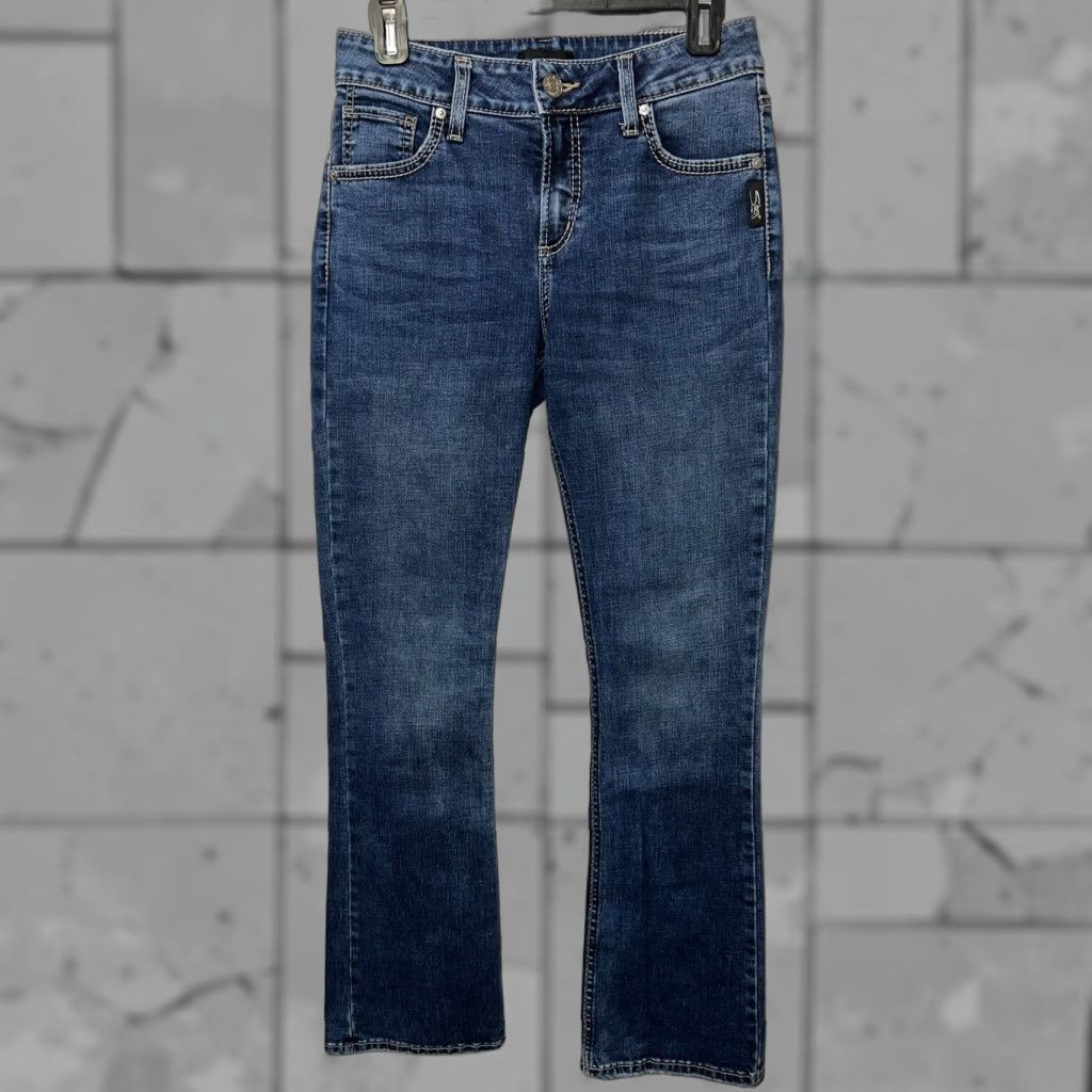 Silver Jeans Co. VINTAGE Silver Jeans Co Avery Slim Boot Blue Jeans Womens 29x31 Slimming Bootcut Metal Theme 90s Womens Size 29" - 1 Thumbnail