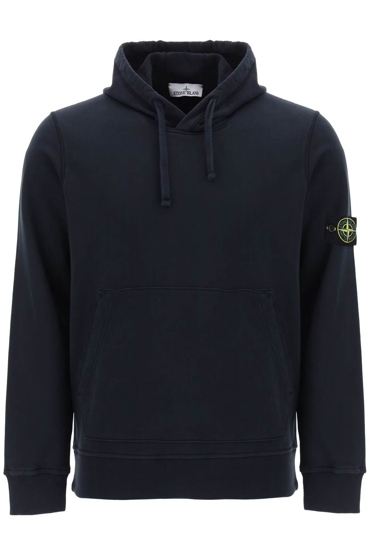 image of Stone Island O1S22I1N0524 Logo Badge Hoodie In Blue, Men's (Size Small)