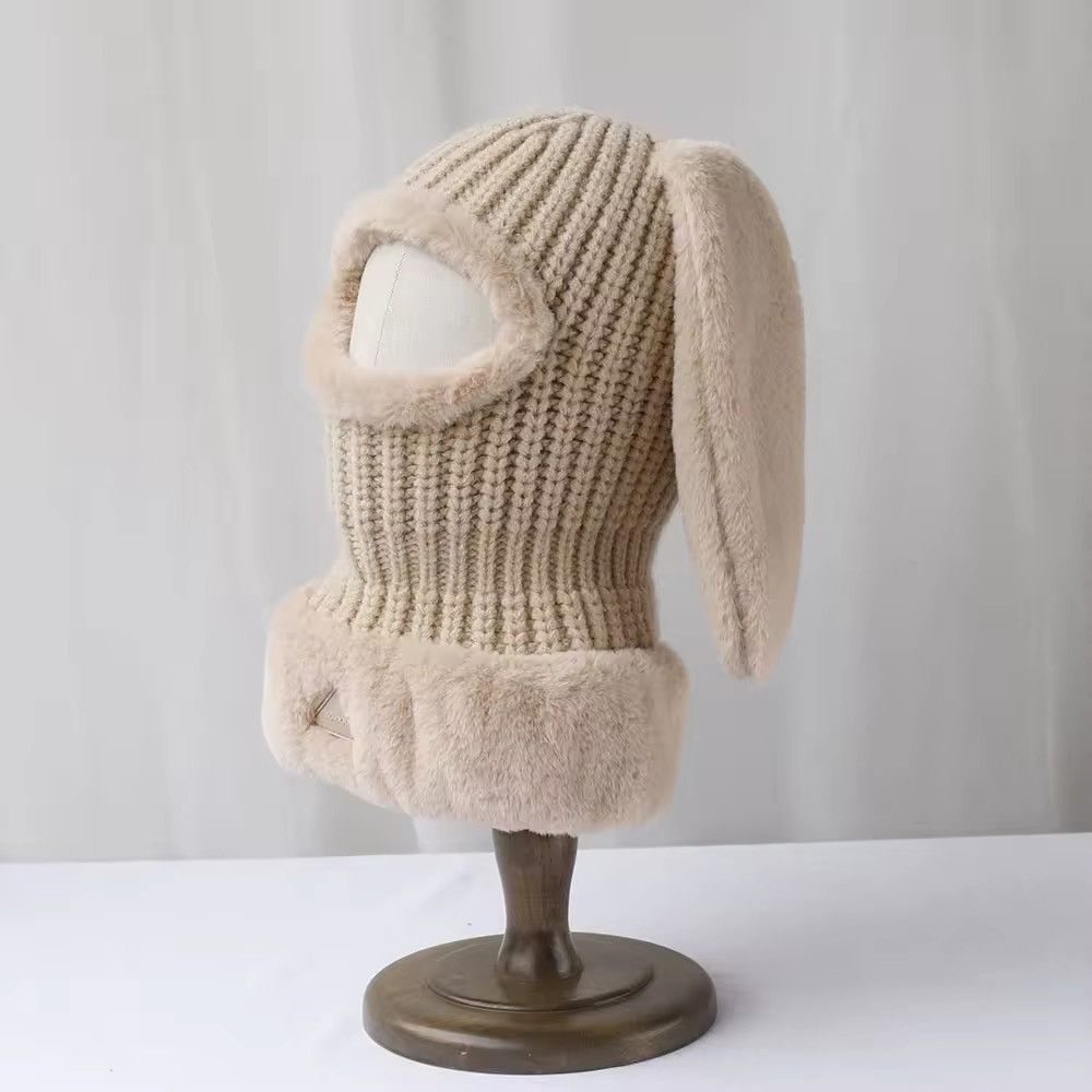 Japanese Brand Soft Plush Long Earflaps Knitted Beanie Hat Size ONE SIZE - 2 Thumbnail