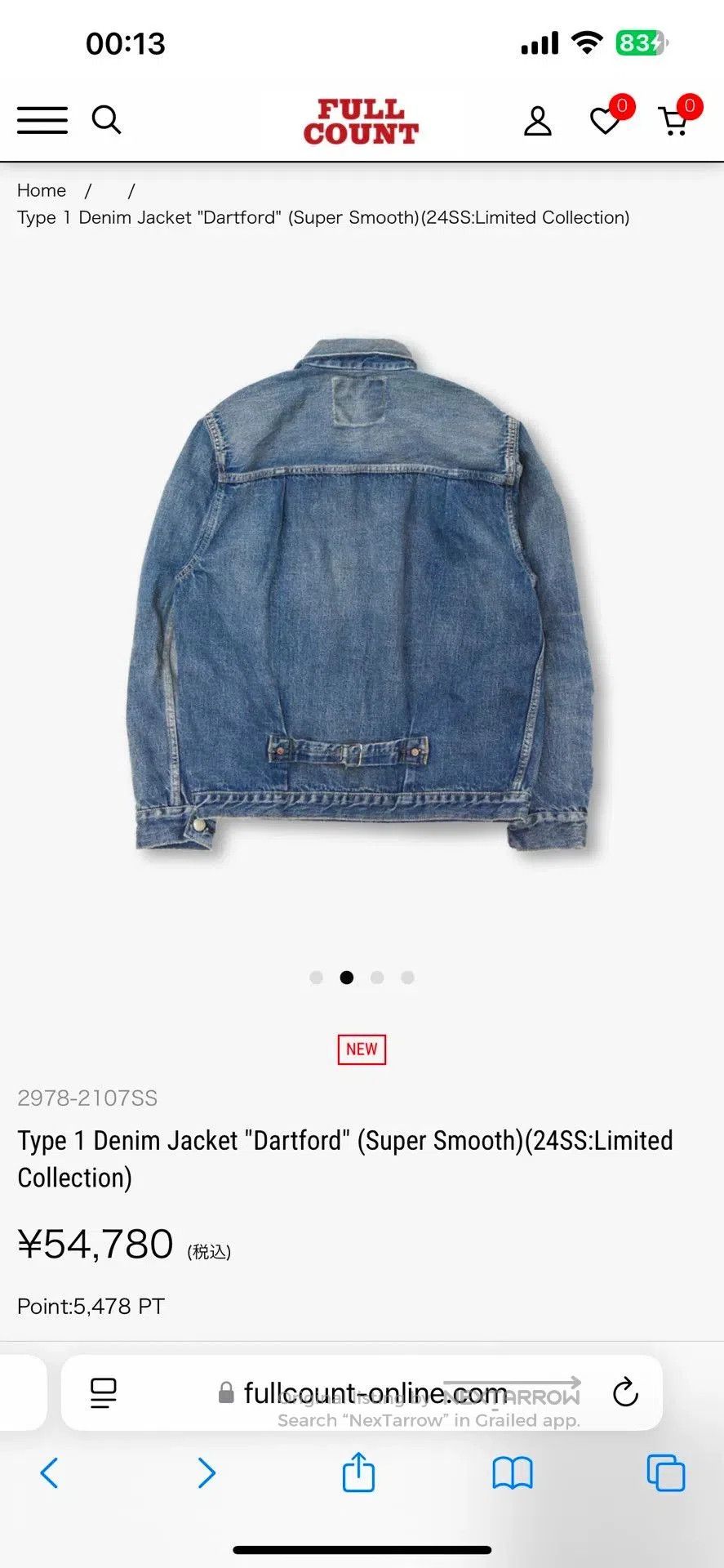 Full Count & Co. Classic Dartford Denim Jacket by FULLCOUNT. Size US M / EU 48-50 / 2 - 5 Thumbnail