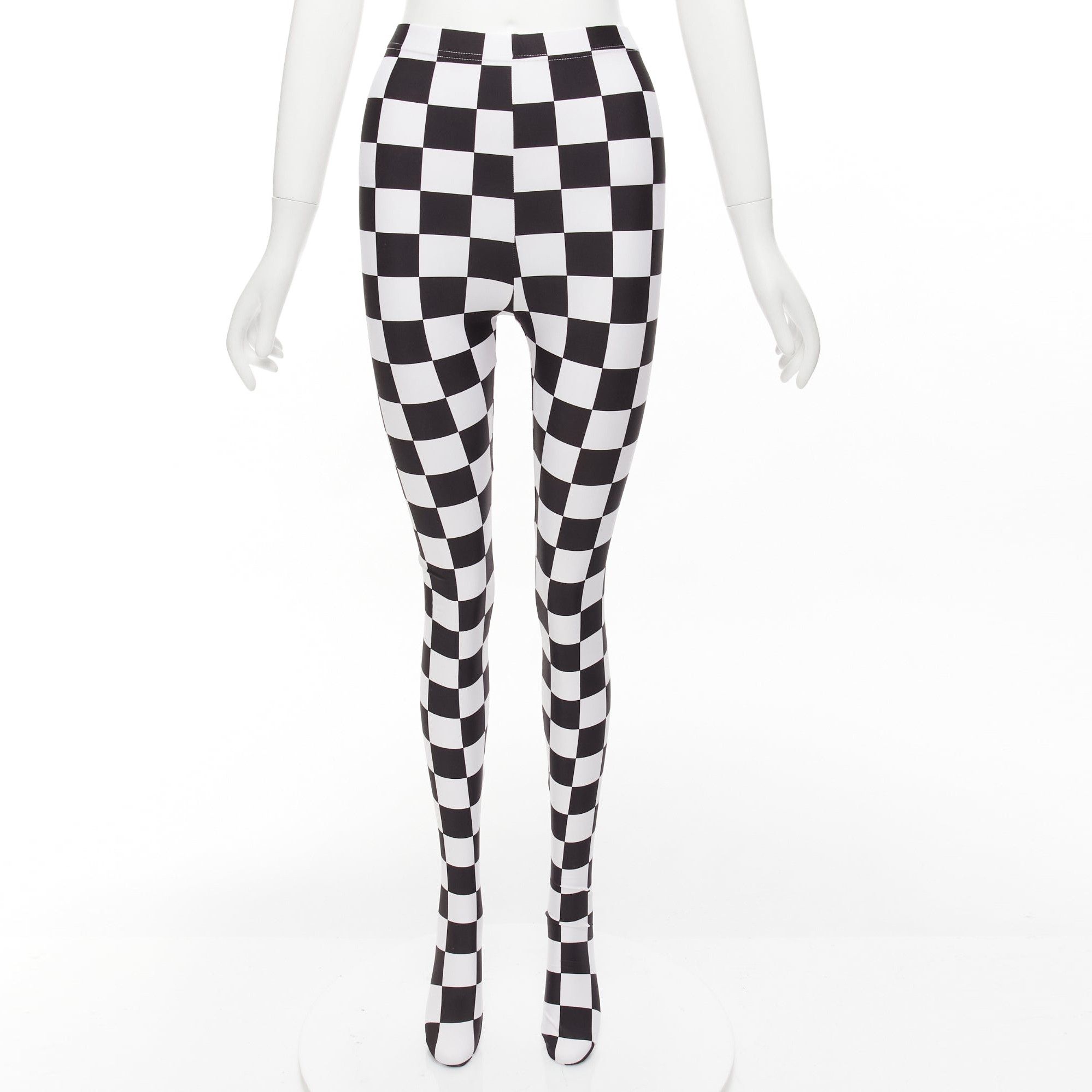 image of Comme Des Garcons 2021 Black White Checkerboard Tight Legging Xs, Women's (Size 26)