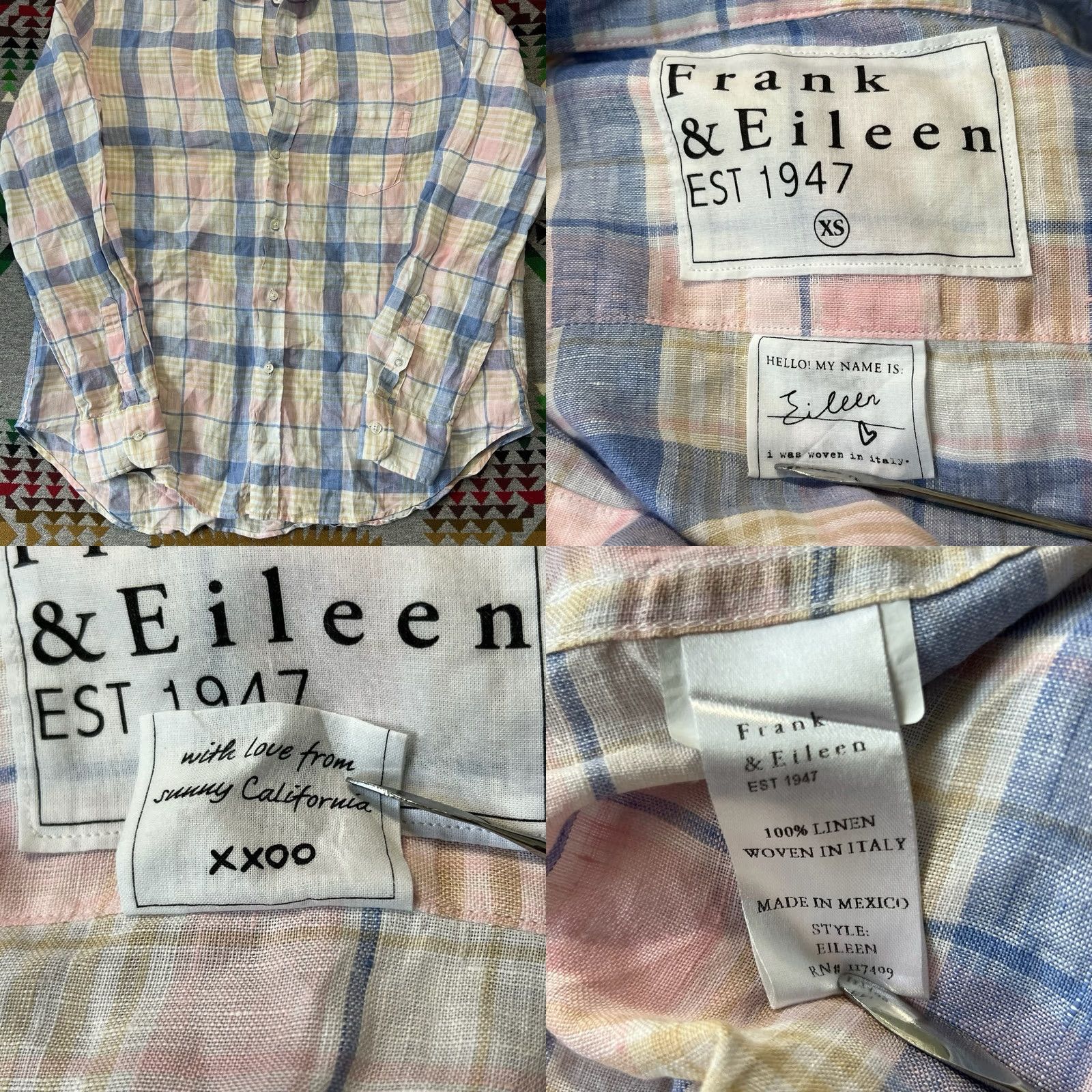 Frank & Eileen Frank & Eileen Shirt Womens XS Relaxed Button Up Plaid Linen Long Sleeve Multicolor C6 Size XS / US 0-2 / IT 36-38 - 8 Thumbnail