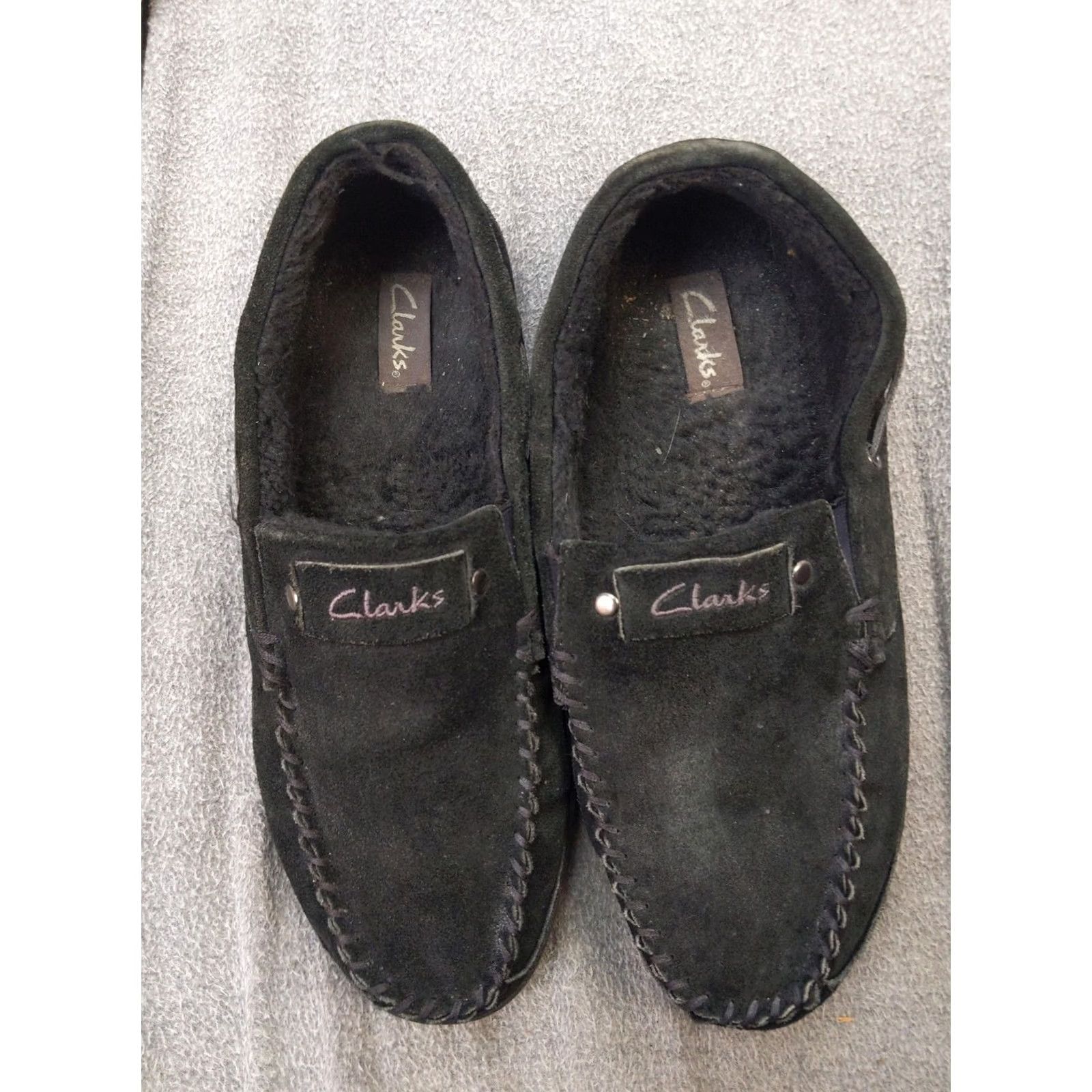 Clarks Clarks Andy Shoes Mens Size 11 Black Suede Moccasin Slippers Fleece Lined Size US L / EU 52-54 / 3 - 2 Thumbnail