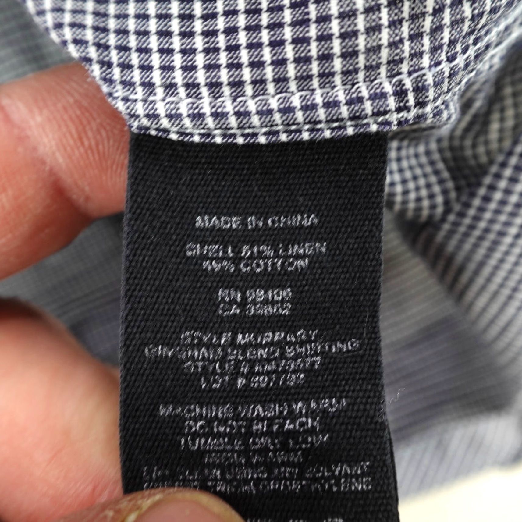 Theory VINTAGE Theory Button-Up Shirt Men Large Gray White Micro Checks Long Sleeve Linen Blend Size US L / EU 52-54 / 3 - 4 Thumbnail