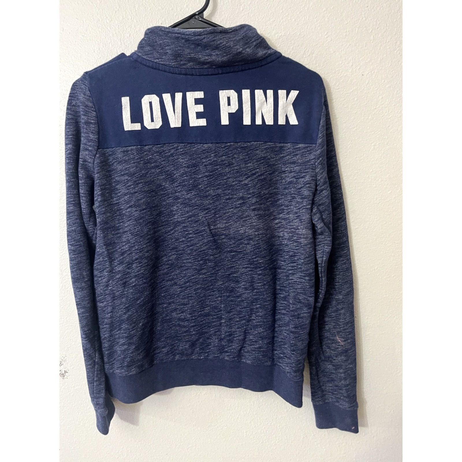 Pinko PINK Victoria's Secret Sweatshirt Women Small S Logo 1/4 Zip Fleece Blue Pullover Casual Activewear Mock Neck Regular Sleeve Long Size S / US 4 / IT 40 - 4 Thumbnail