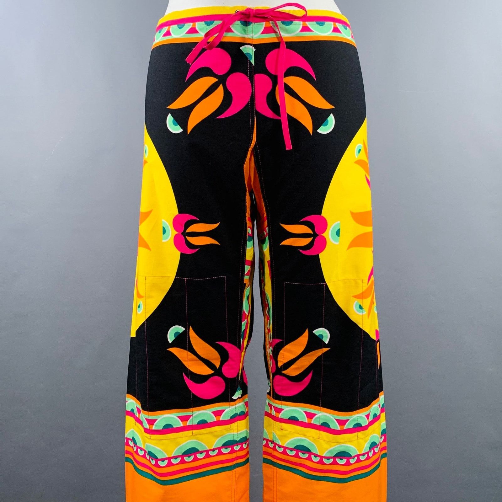 RED Valentino Size 12 Multi Color Cotton Print Drawstring Casual Pants Size 34" / US 12 / IT 48 - 2 Thumbnail