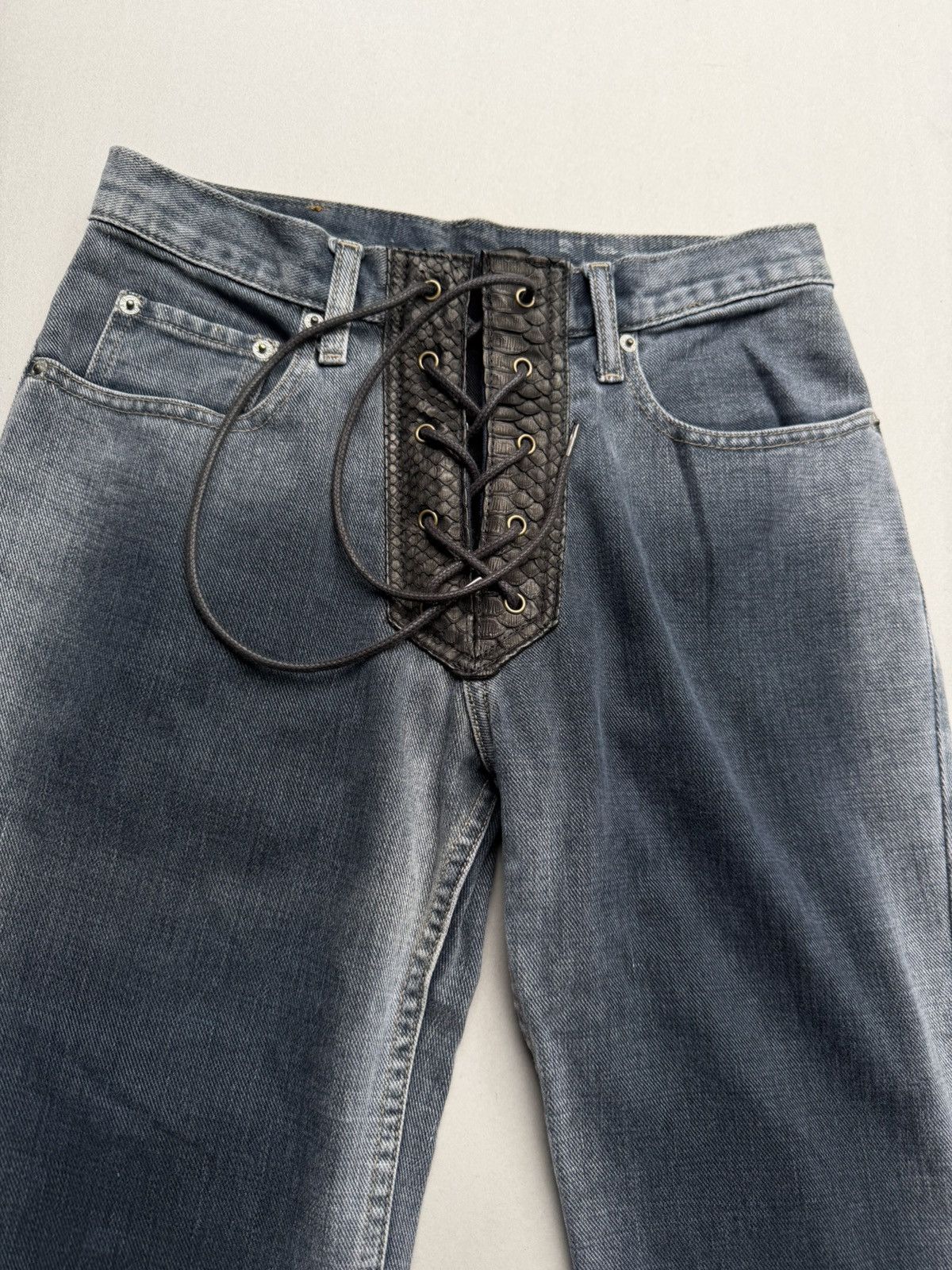 Japanese Brand lace-up flare jeans Size US 27 - 2 Thumbnail