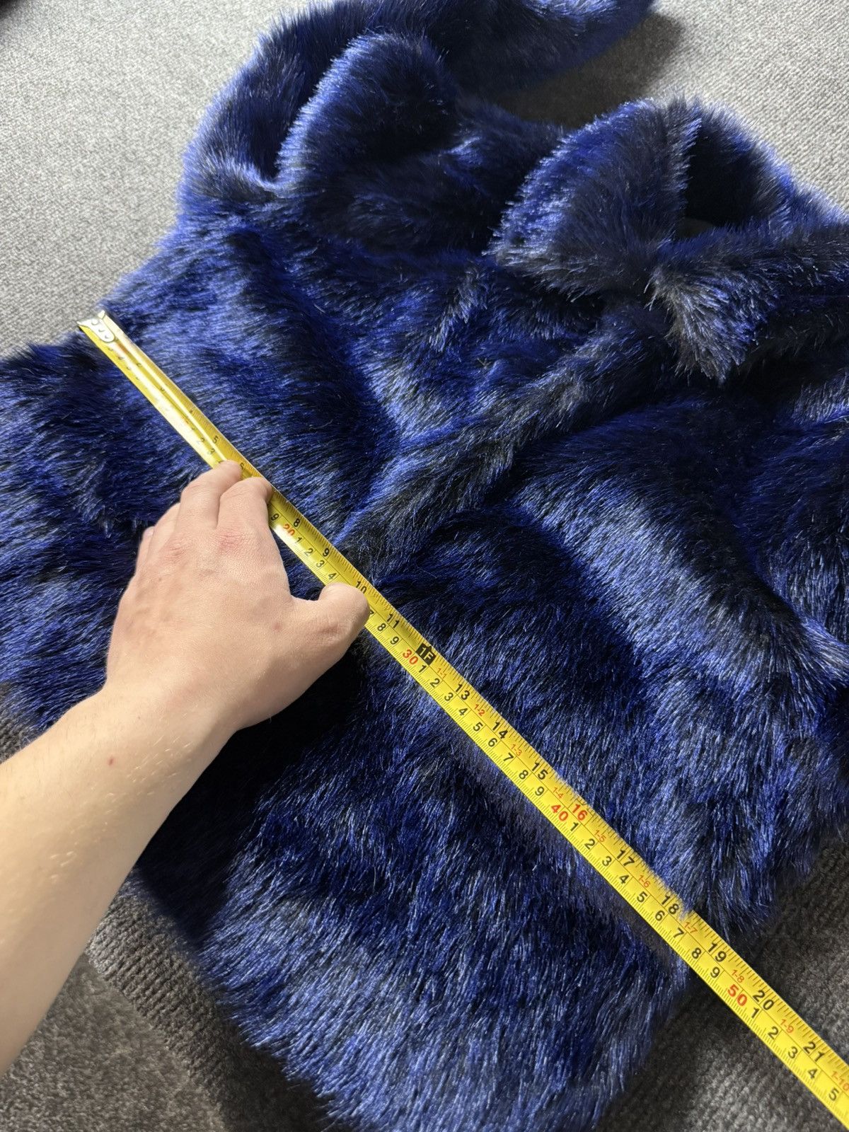 If Six Was Nine 00s Blue Faux Fur Jacket Cropped Hysteric Glamour Style Vibe Size M / US 6-8 / IT 42-44 - 12 Thumbnail