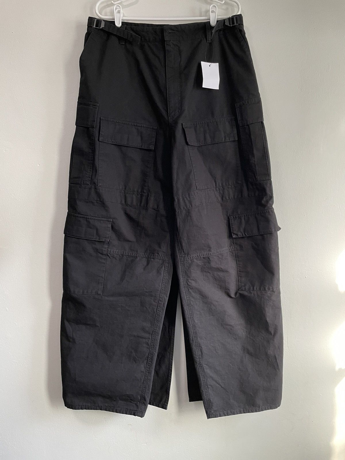 image of Balenciaga Mud Show Double Layer Cargo Apron Pants in Black, Men's (Size 34)
