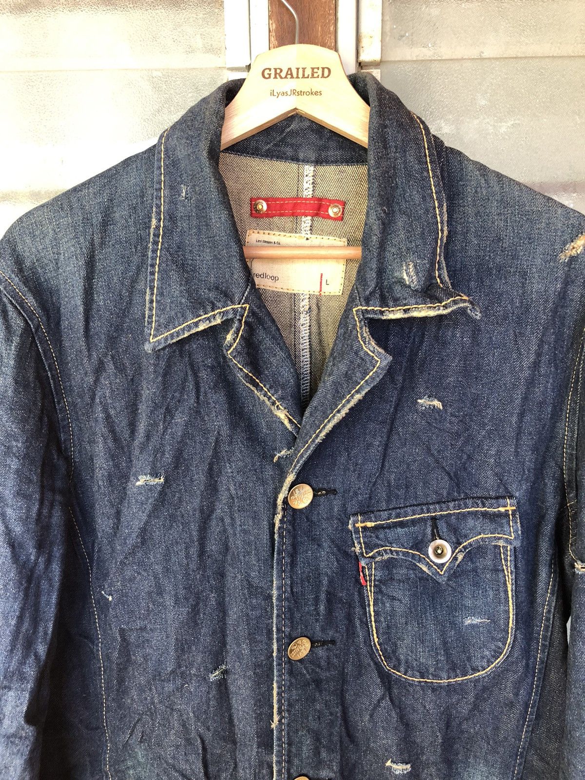 Levi's Vintage Levi’s Redloop Distressed Punk Style Denim Jacket Size US L / EU 52-54 / 3 - 2 Thumbnail