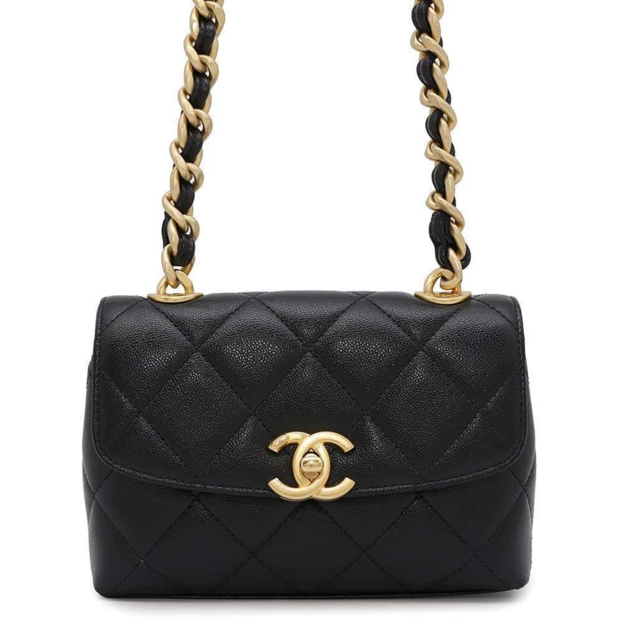 Chanel Chain Shoulder Bag Matelasse Mini Coco Mark Caviar Skin As3779 Chanel Black, Women's