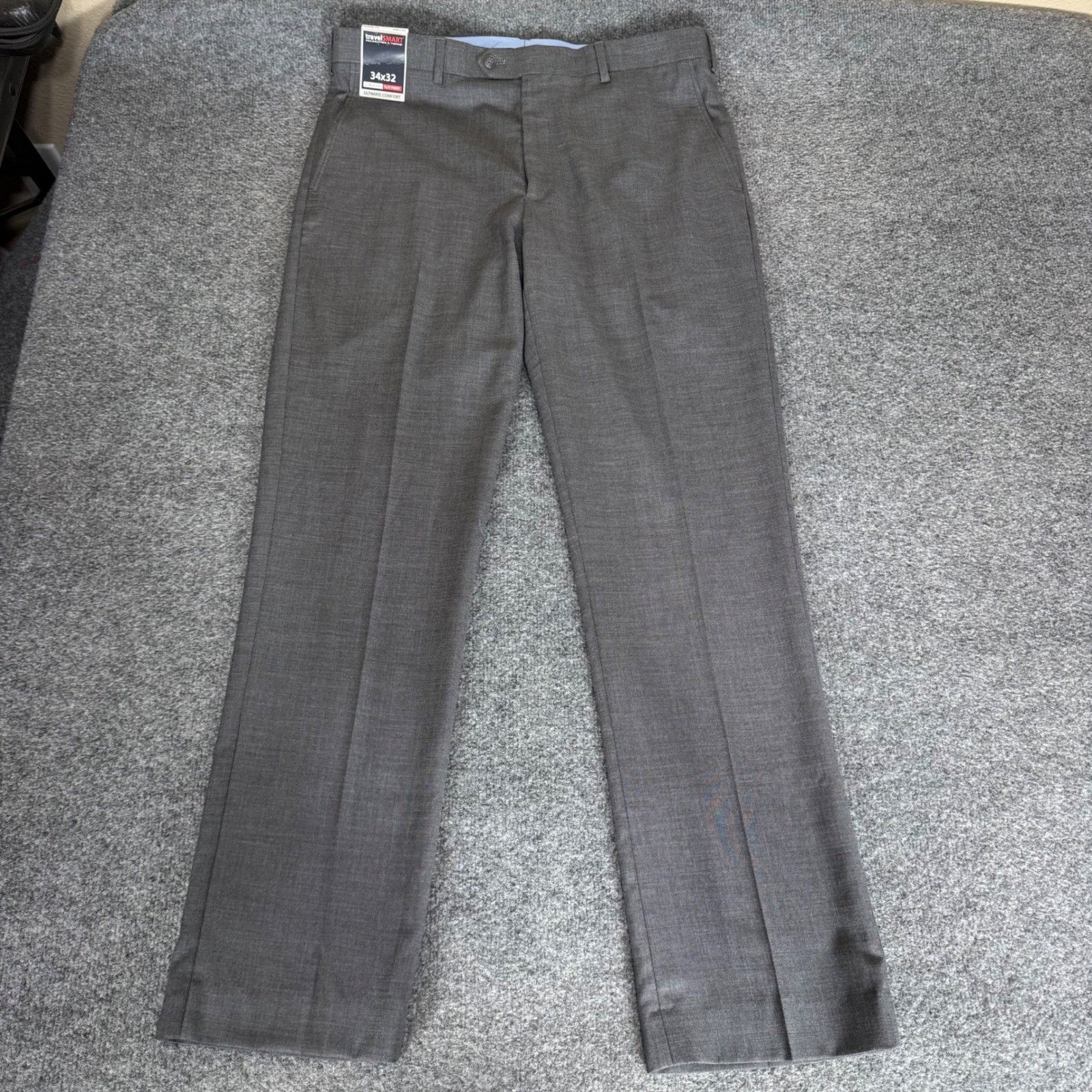 Roundtree & Yorke Roundtree & Yorke TravelSmart Mens 34x32 Gray Dress Pants Size US 34 / EU 50 - 1 Thumbnail