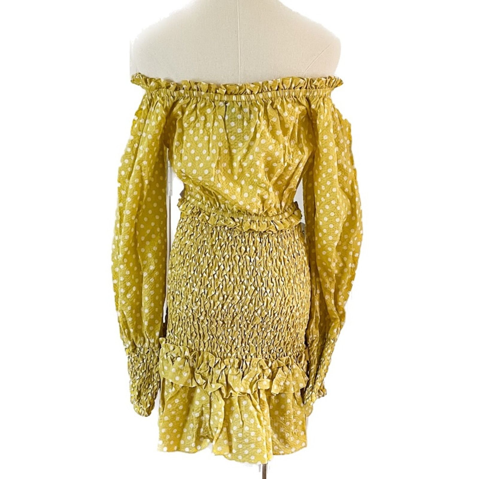 ALEXIS Alexis Marilena Smocked Polka Dot Off Shoulder Mini Dress L Size L / US 10 / IT 46 - 8 Thumbnail