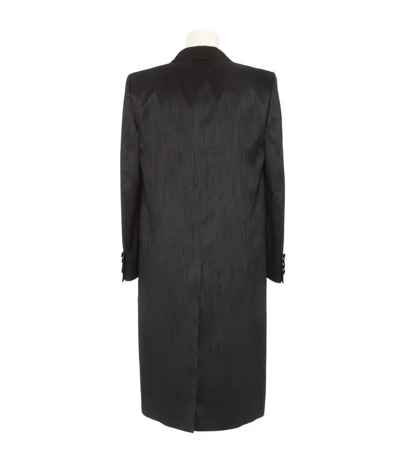 Saint Laurent Paris o1s1wg111124 Manteau Satin Shantung Coat in Black Size US XL / EU 56 / 4 - 2 Thumbnail