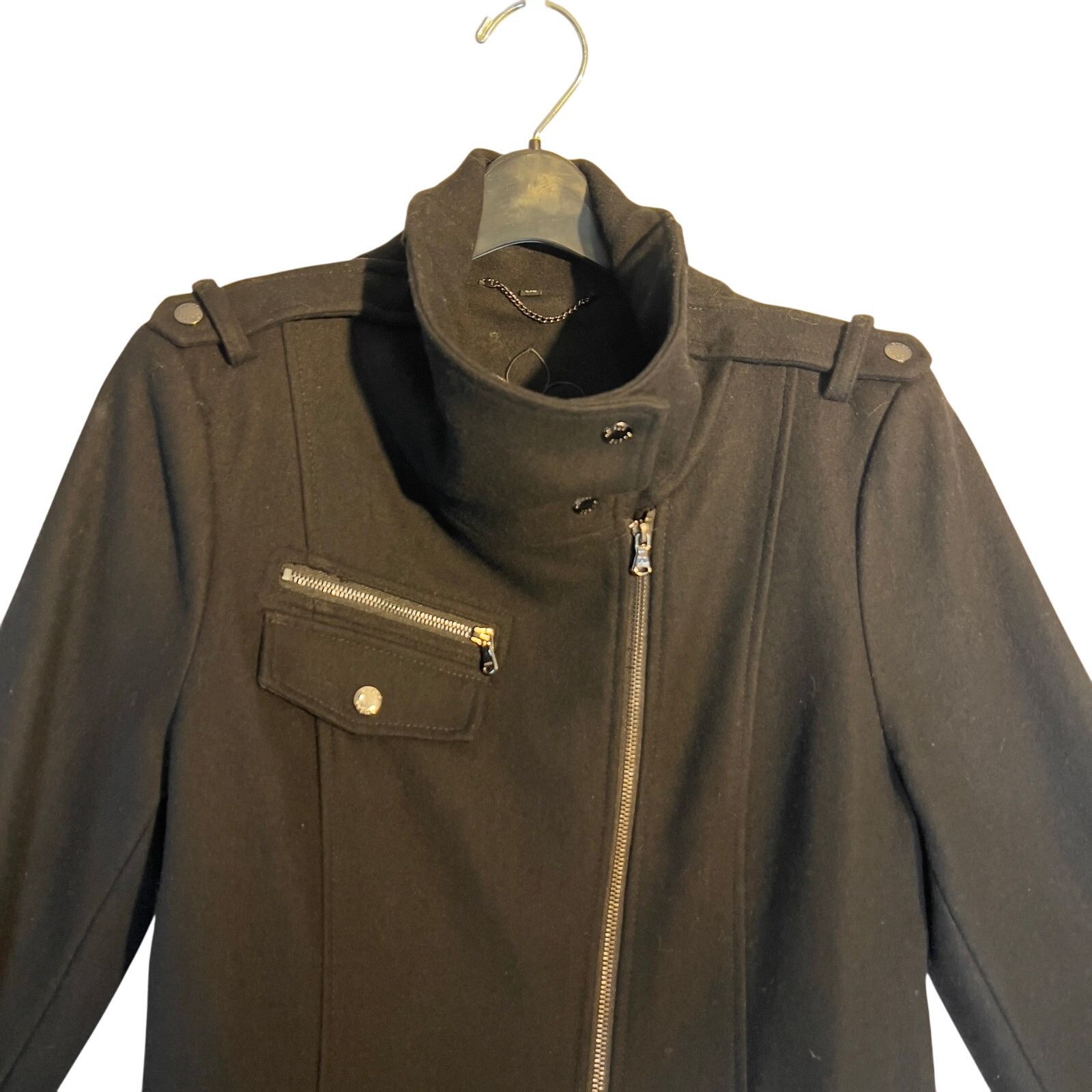 Guess Guess Wool Blend Full Zip Pea Coat Woman Large Pockets Belt Size L / US 10 / IT 46 - 3 Thumbnail