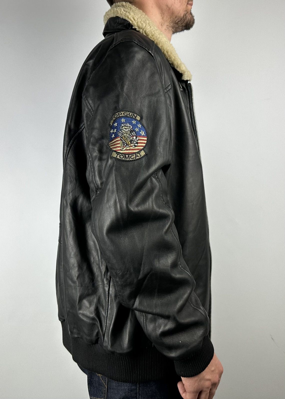 Genuine Leather × Vintage Top Gun Leather Faux Shearling Aviator Pilot Jacket Size 56 Size US XL / EU 56 / 4 - 3 Thumbnail
