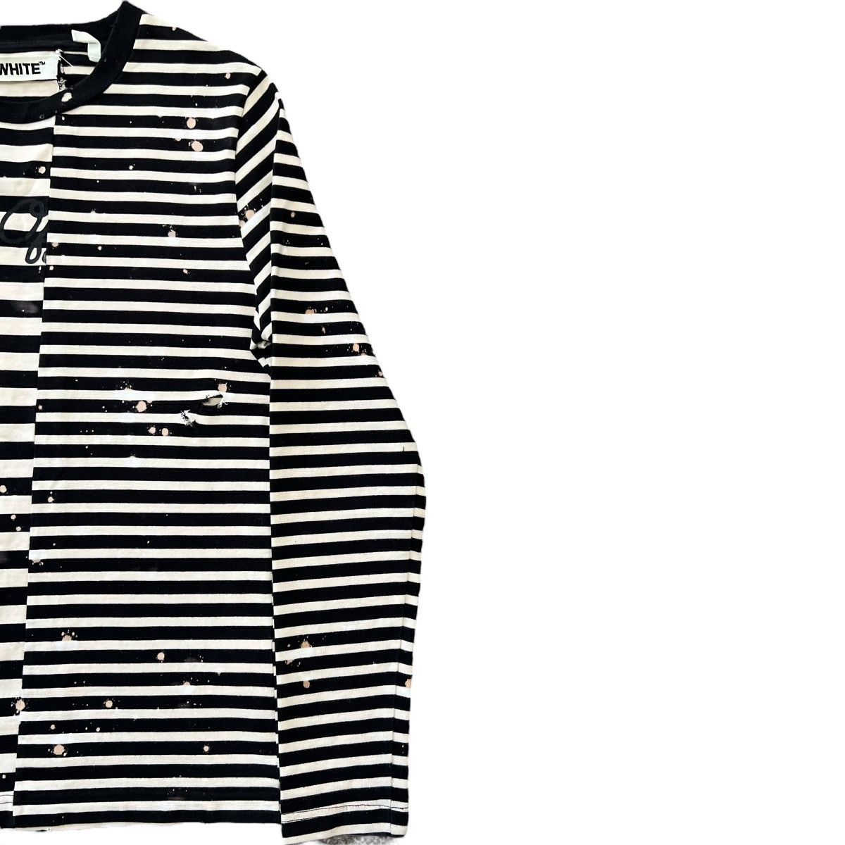 Off-White OFF-WHITE 2015SS Distressed Border L/S T-Shirt Size US XS / EU 42 / 0 - 4 Thumbnail